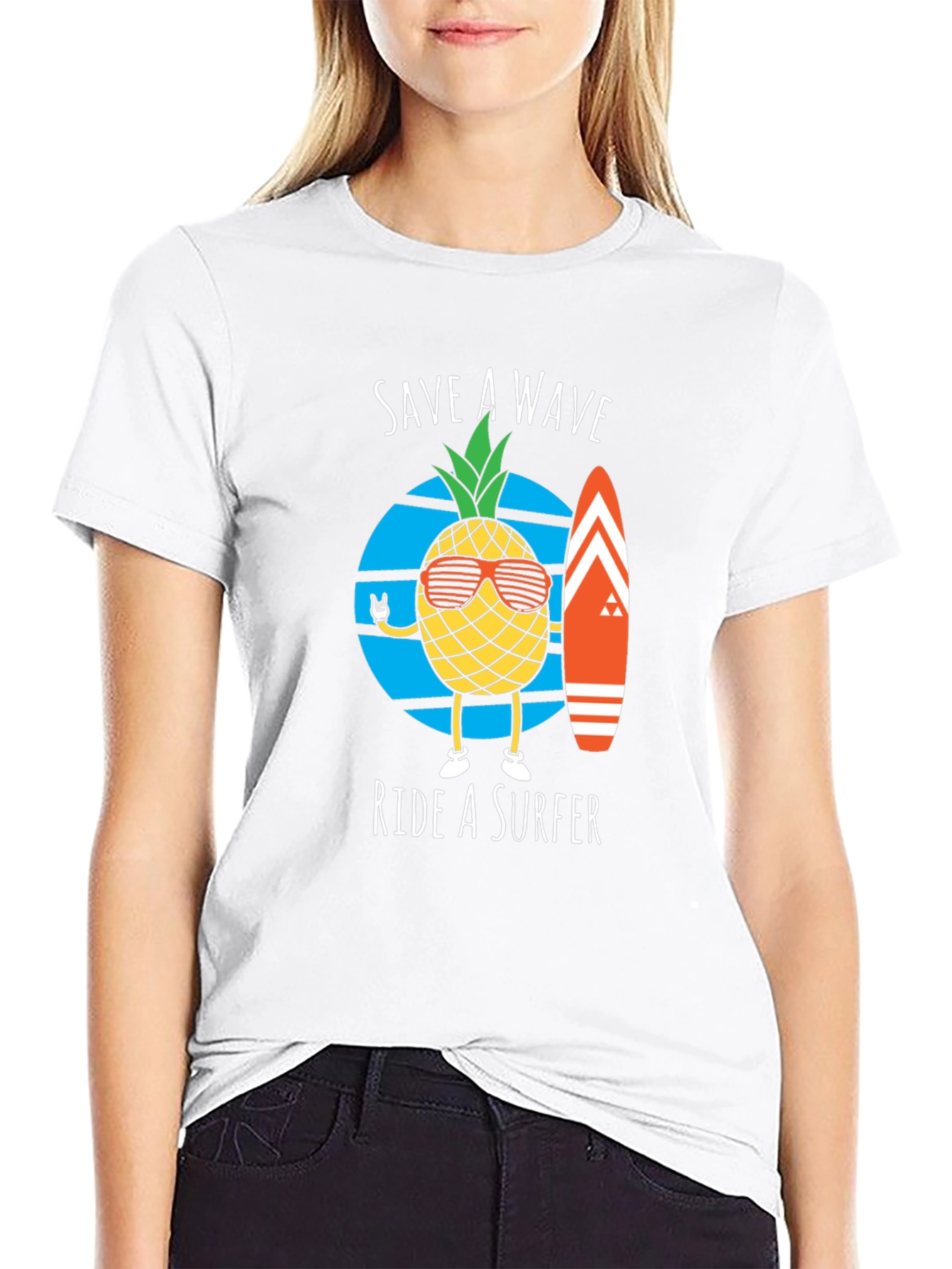 Save A Wave Ride A Surfer Graphic T-Shirt