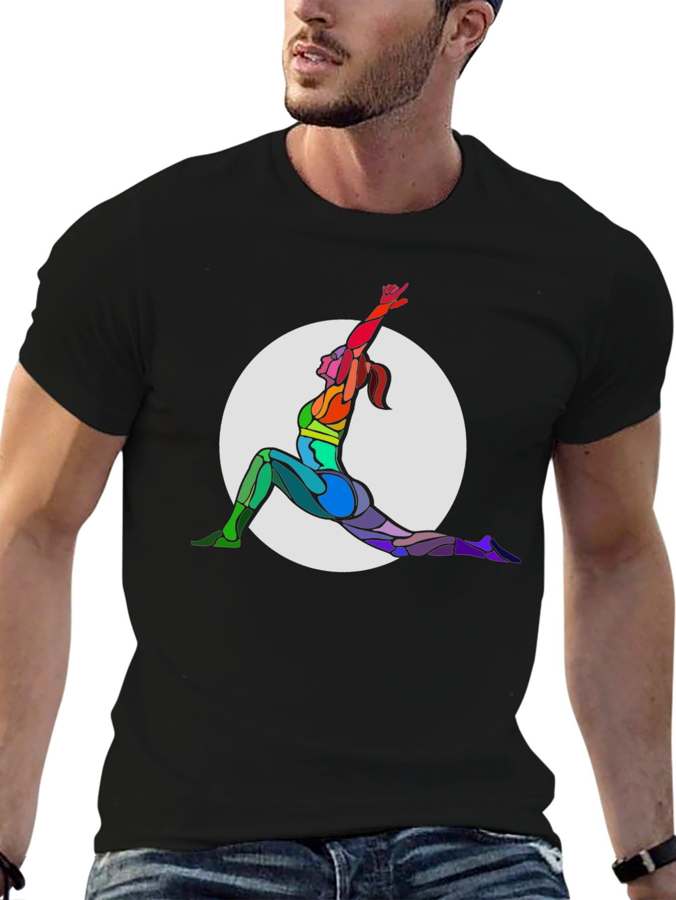Rainbow Yoga Pose Graphic T-Shirt