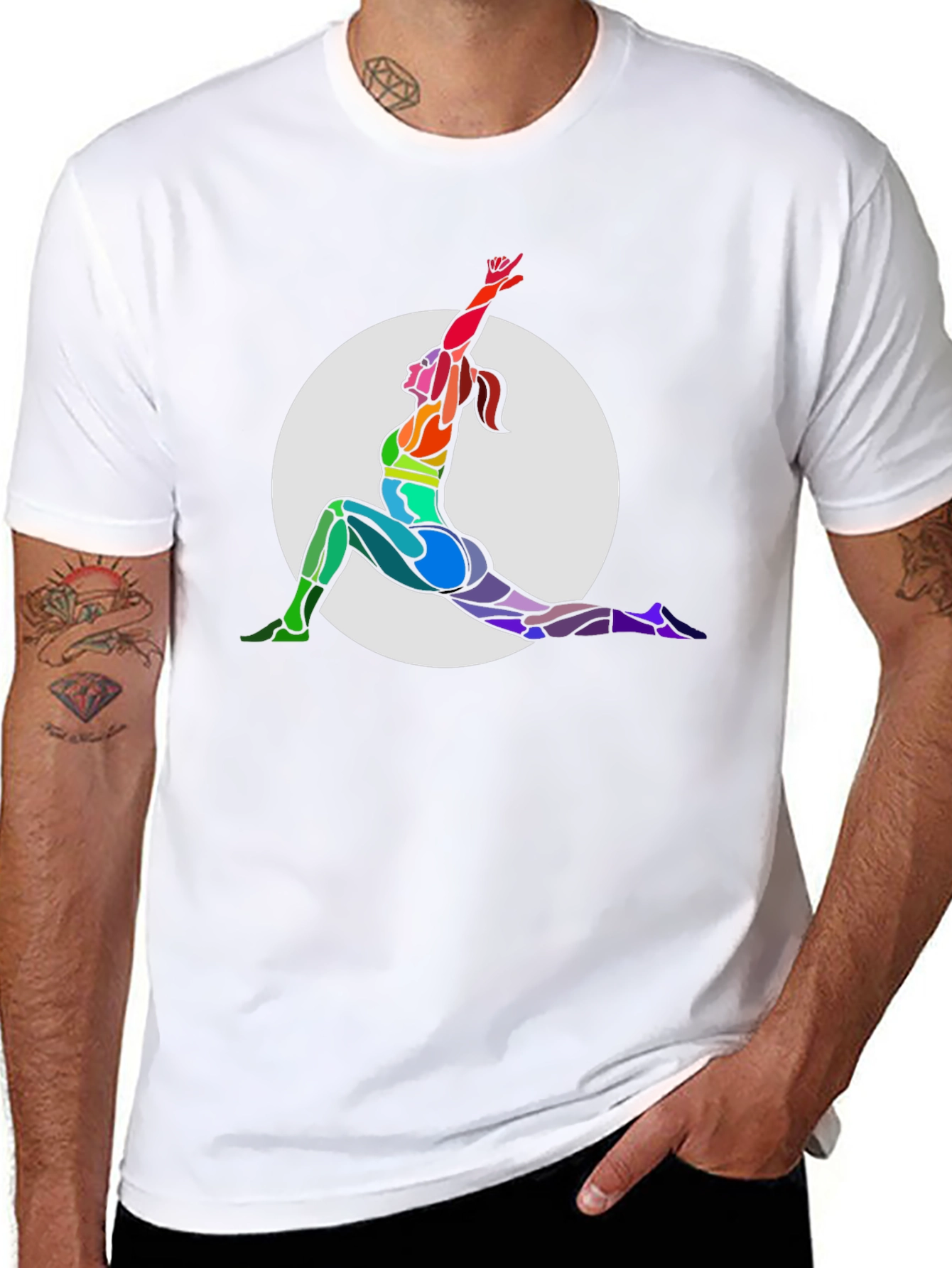 Rainbow Yoga Pose Graphic T-Shirt