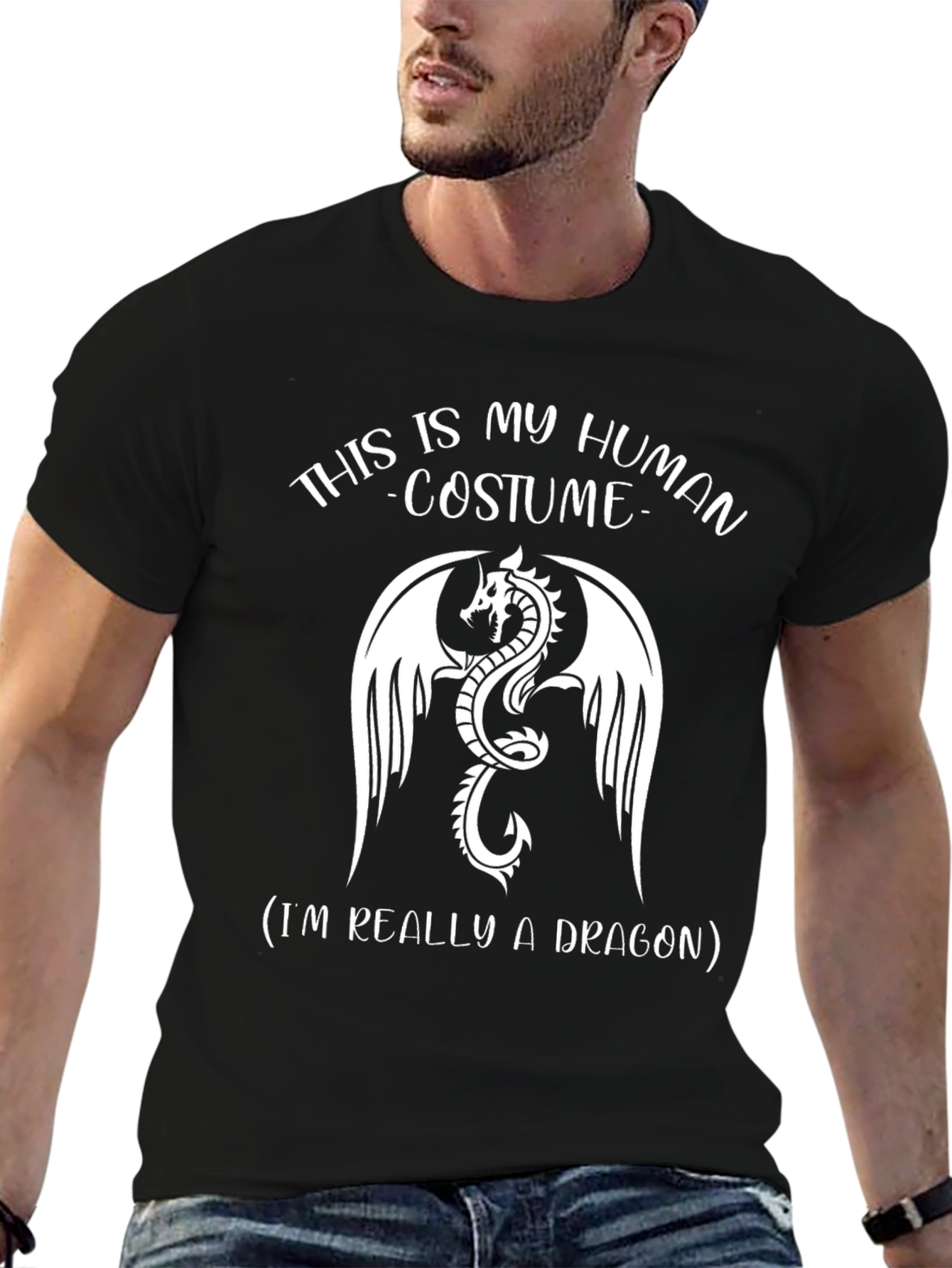 Human Costume Dragon Graphic Tee - Black T-Shirt