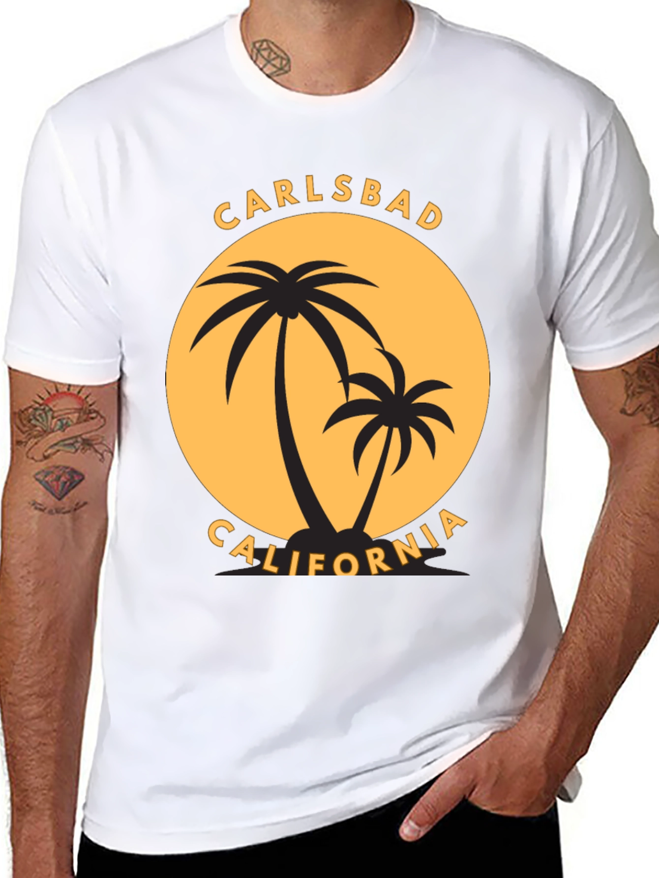Carlsbad California Palm Tree Black T-Shirt
