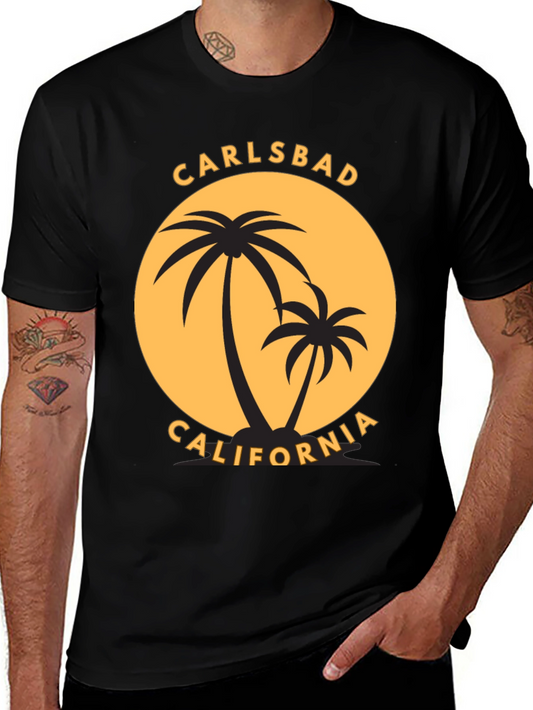 Carlsbad California Palm Tree Black T-Shirt