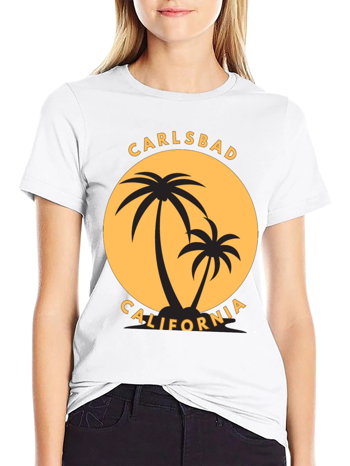 Carlsbad California Palm Tree Black T-Shirt