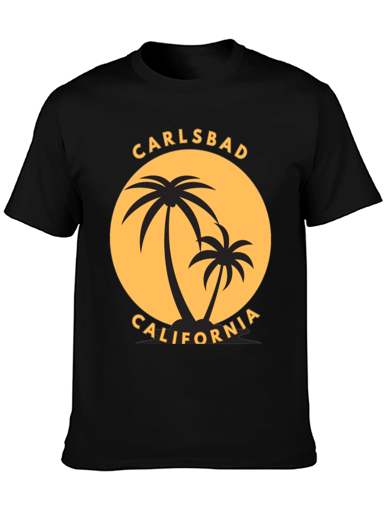 Carlsbad California Palm Tree Black T-Shirt