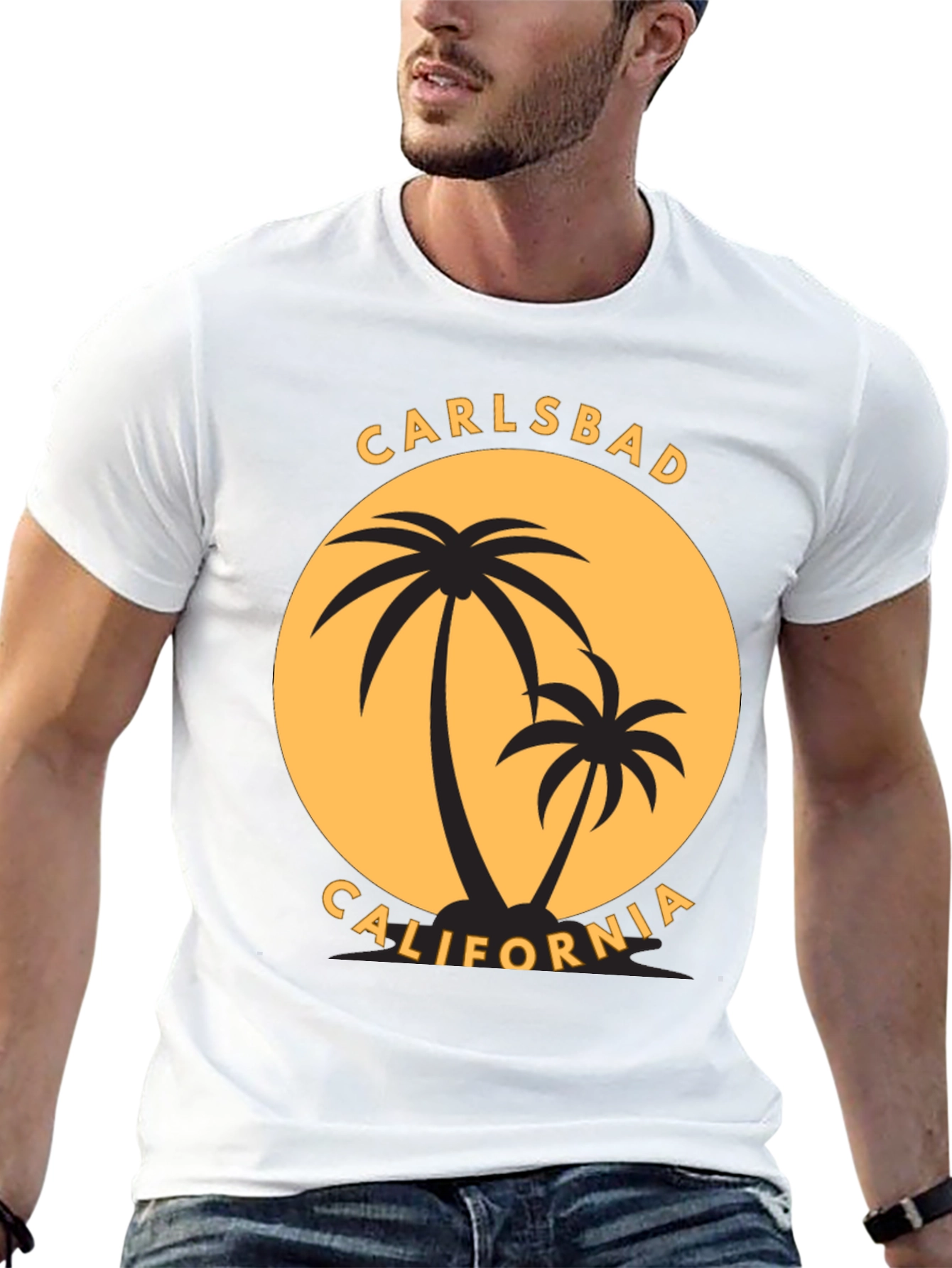 Carlsbad California Palm Tree Black T-Shirt