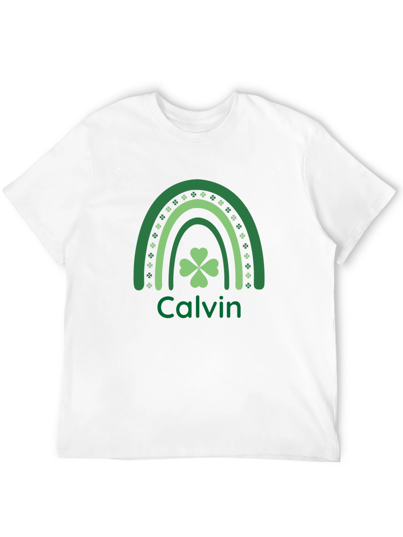 St. Patricks Day Calvin Rainbow Shamrock T-Shirt