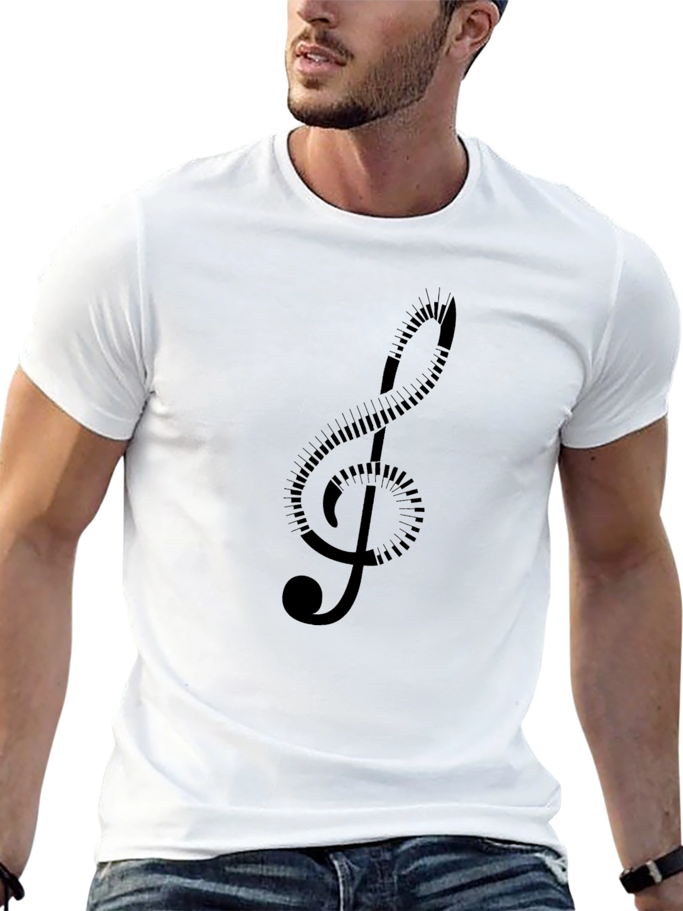 Musical Clef Graphic T-Shirt - Stylish Black Tee