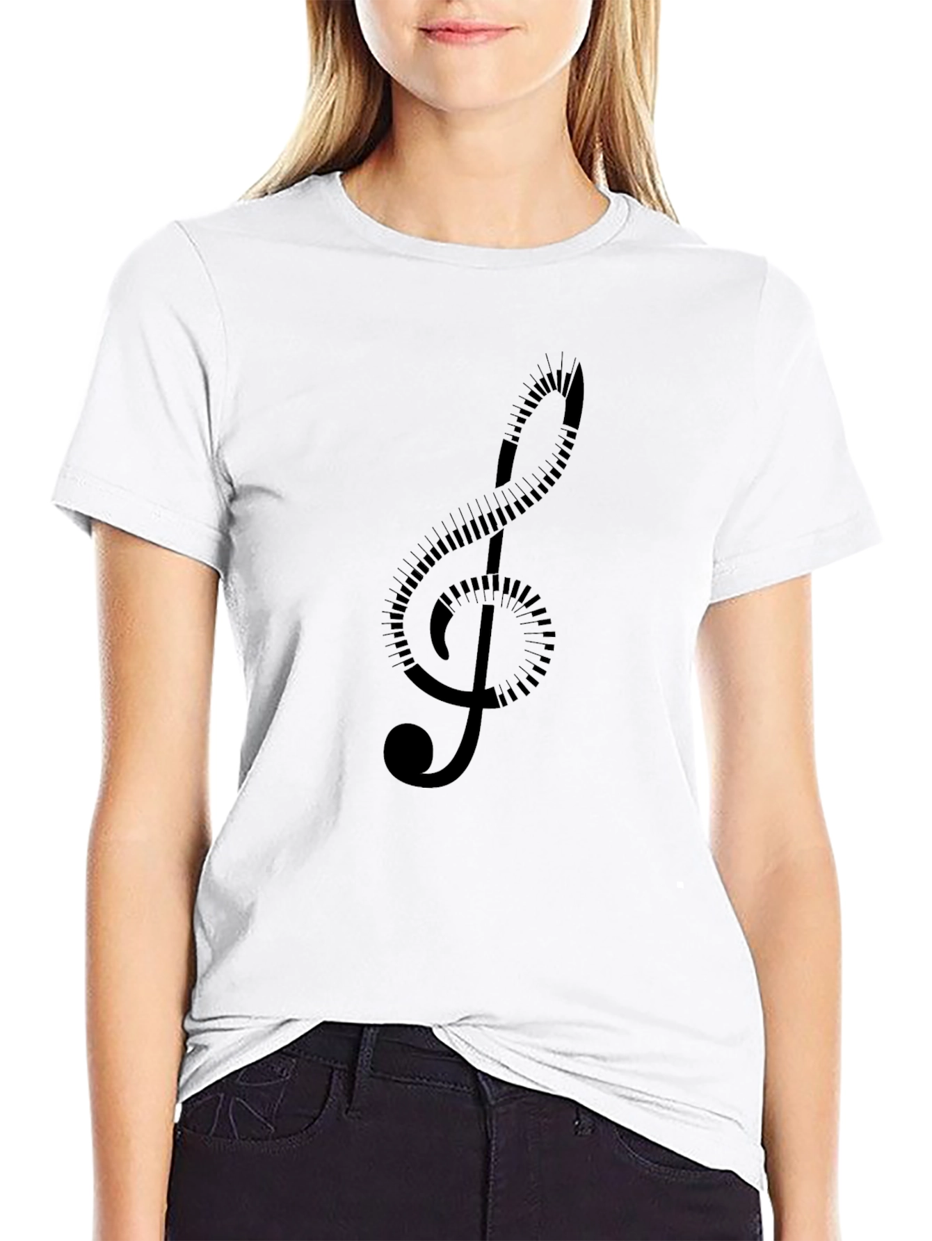 Musical Clef Graphic T-Shirt - Stylish Black Tee