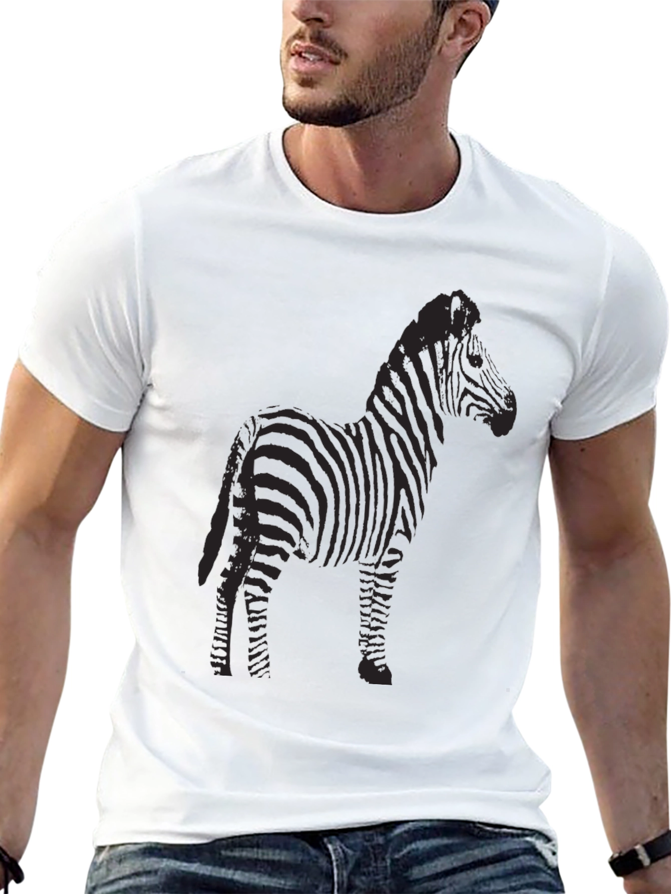 Zebra Graphic Black T-Shirt - Mens Crew Neck Tee