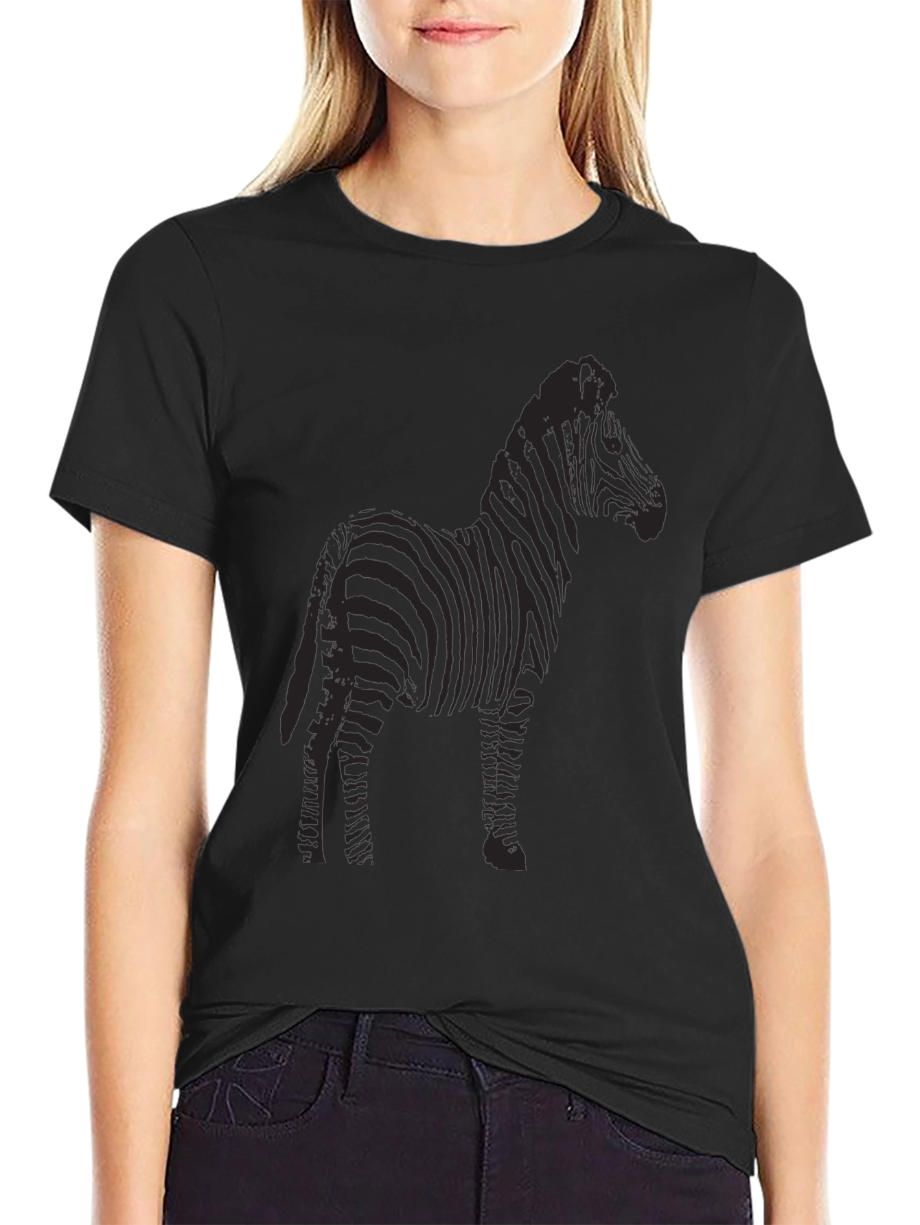 Zebra Graphic Black T-Shirt - Mens Crew Neck Tee