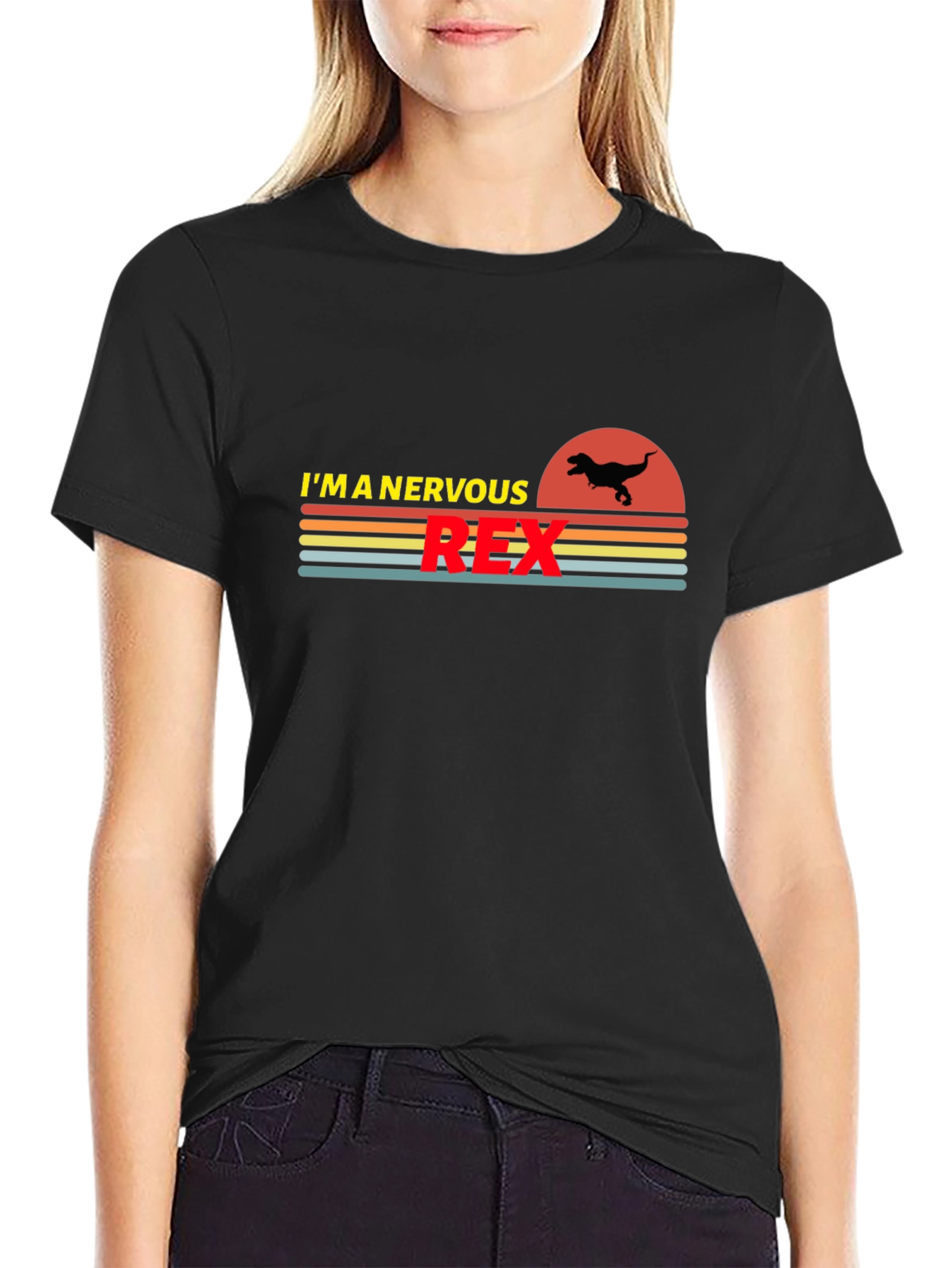 Nervous Rex Graphic T-Shirt - Dinosaur Humor Tee
