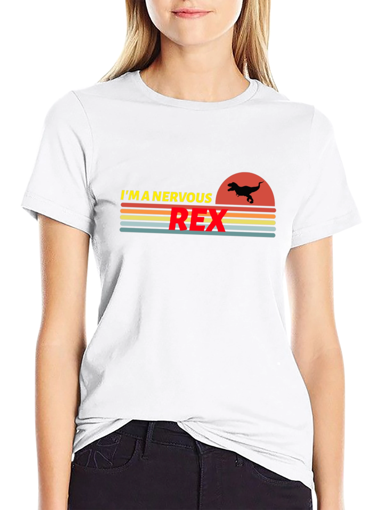 Nervous Rex Graphic T-Shirt - Dinosaur Humor Tee