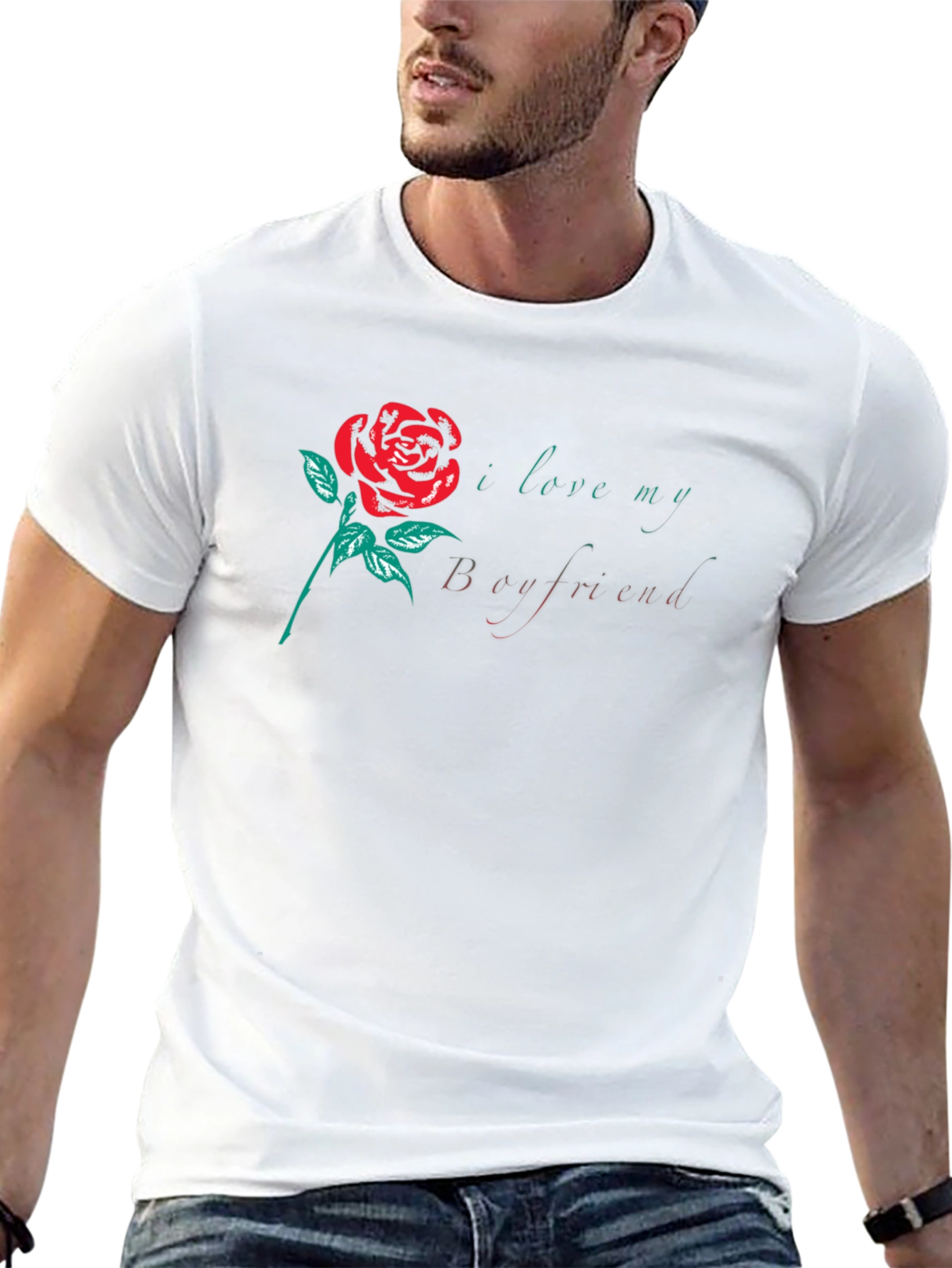 I Love My Boyfriend Rose Graphic T-Shirt