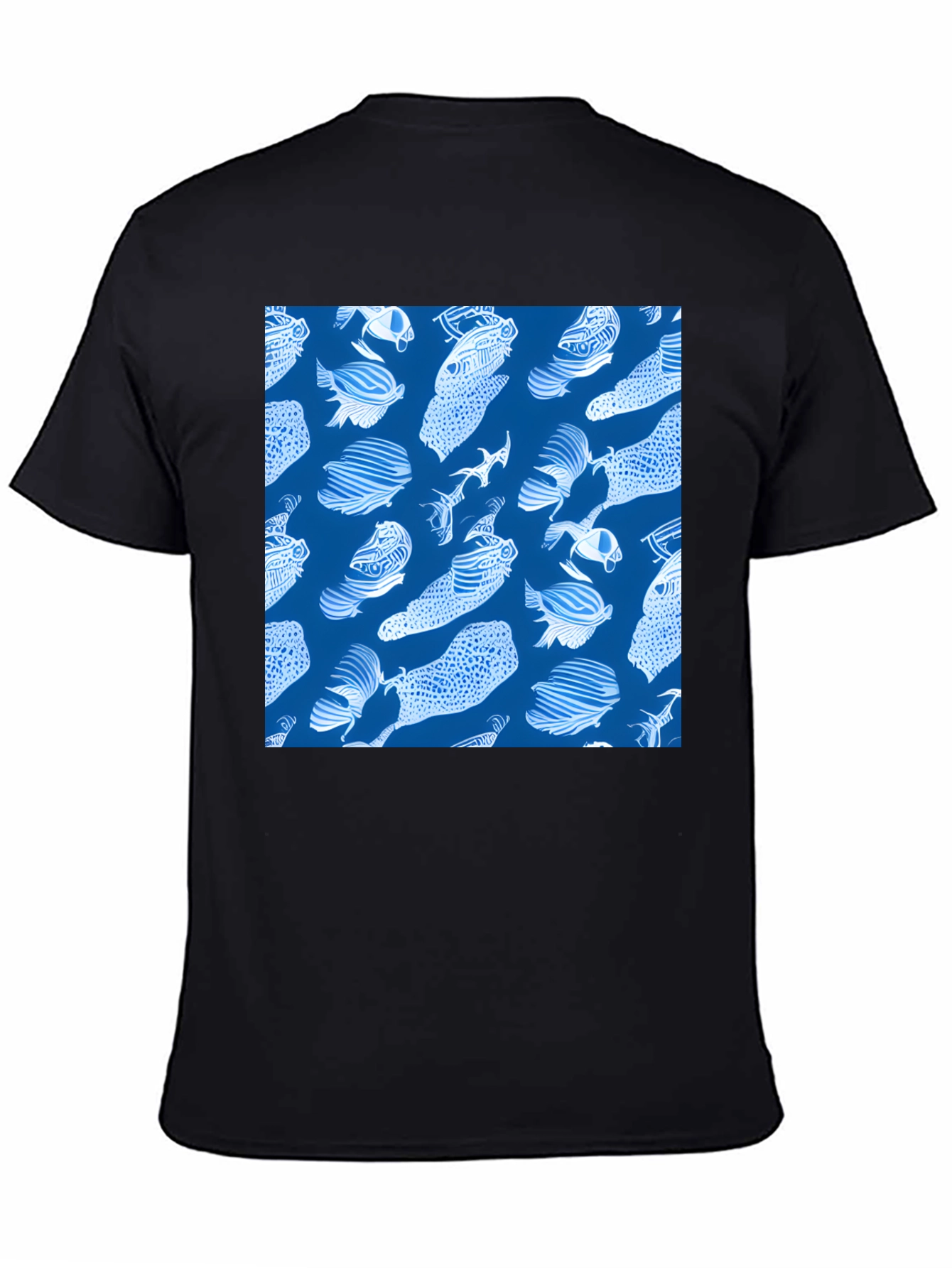 Fish Pattern T-Shirt - Blue