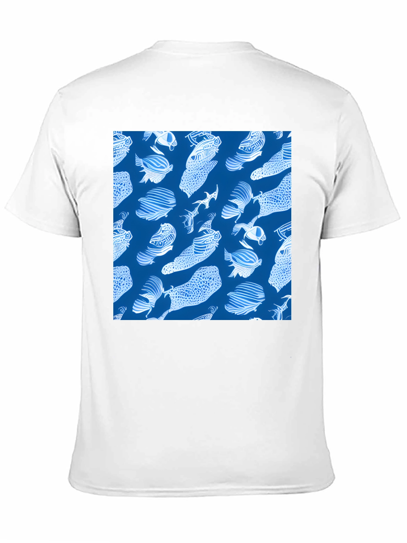 Fish Pattern T-Shirt - Blue