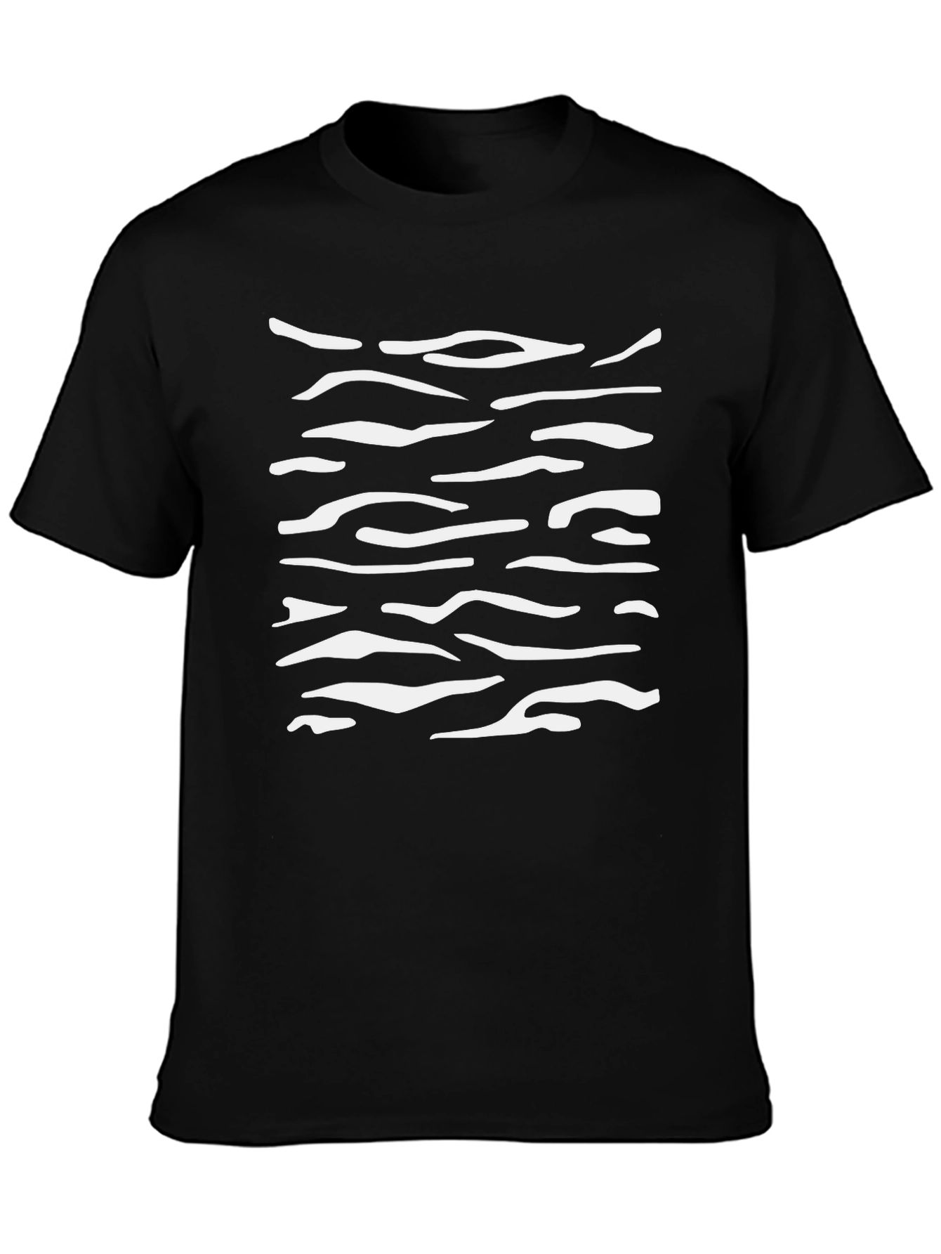 Mens Black T-Shirt with White Abstract Stripes