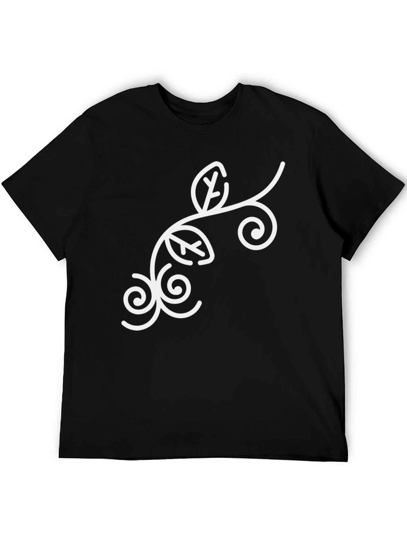 Stylish Black Tee with Floral Swirl Design