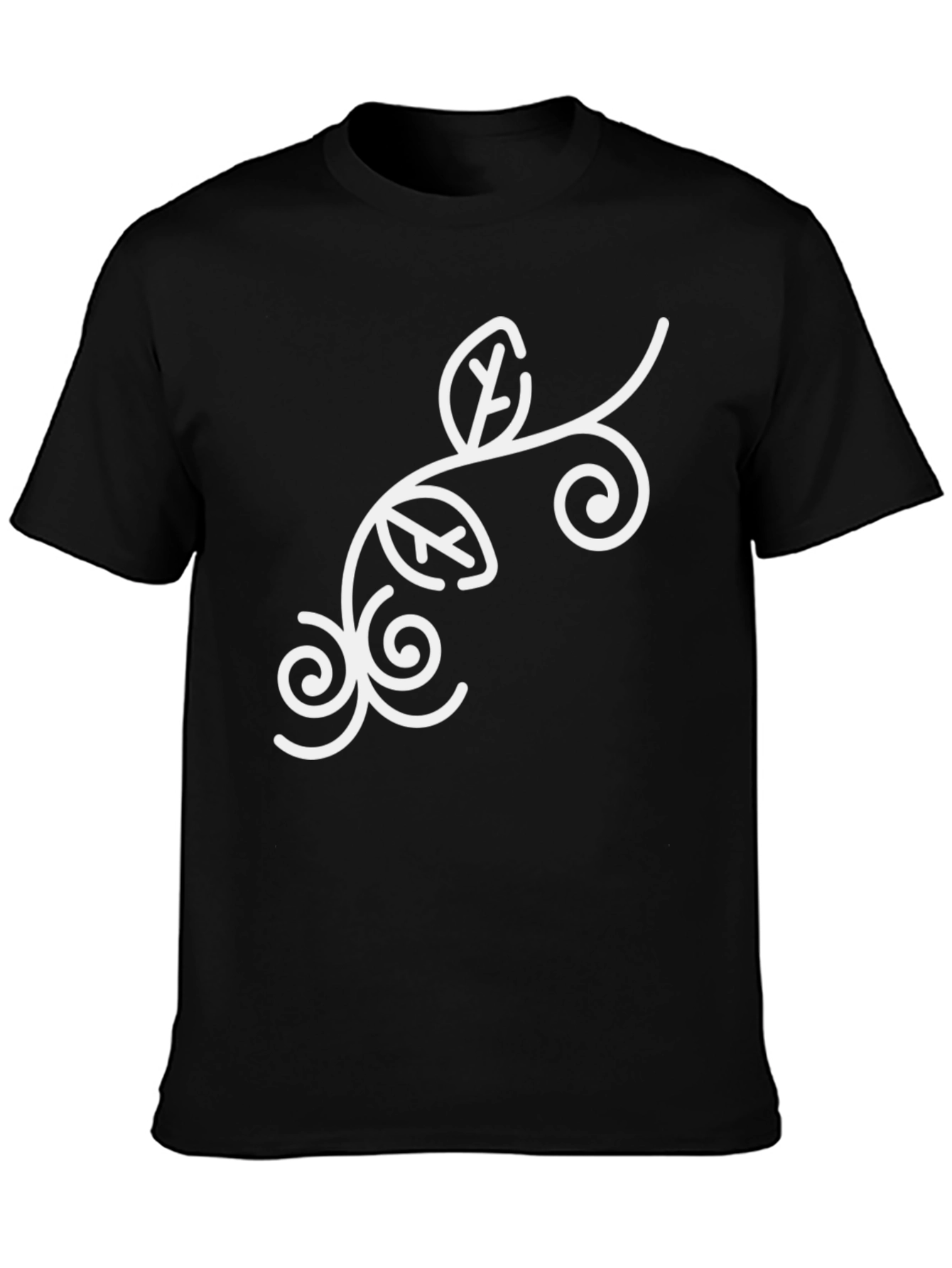 Stylish Black Tee with Floral Swirl Design