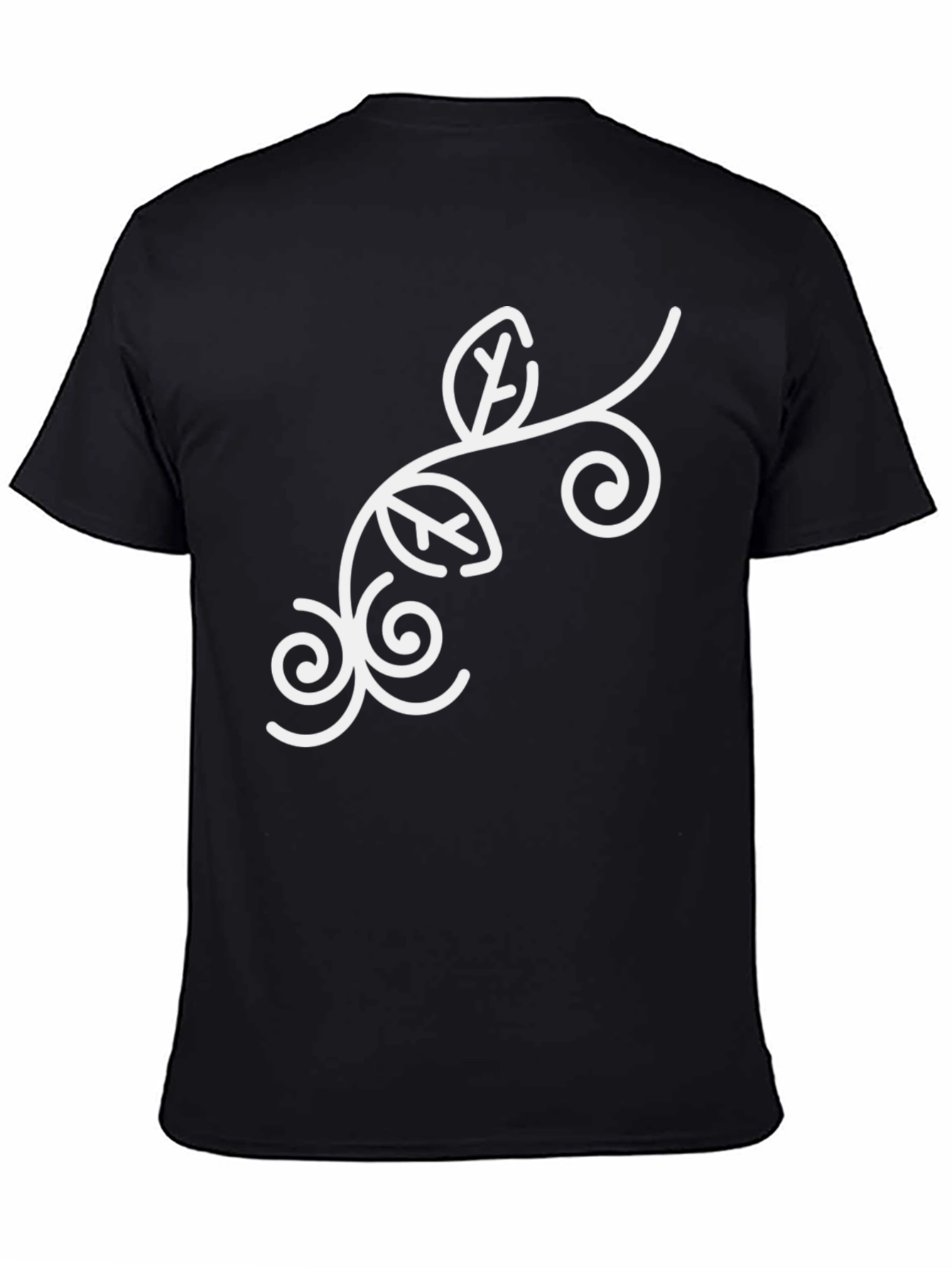 Stylish Black Tee with Floral Swirl Design