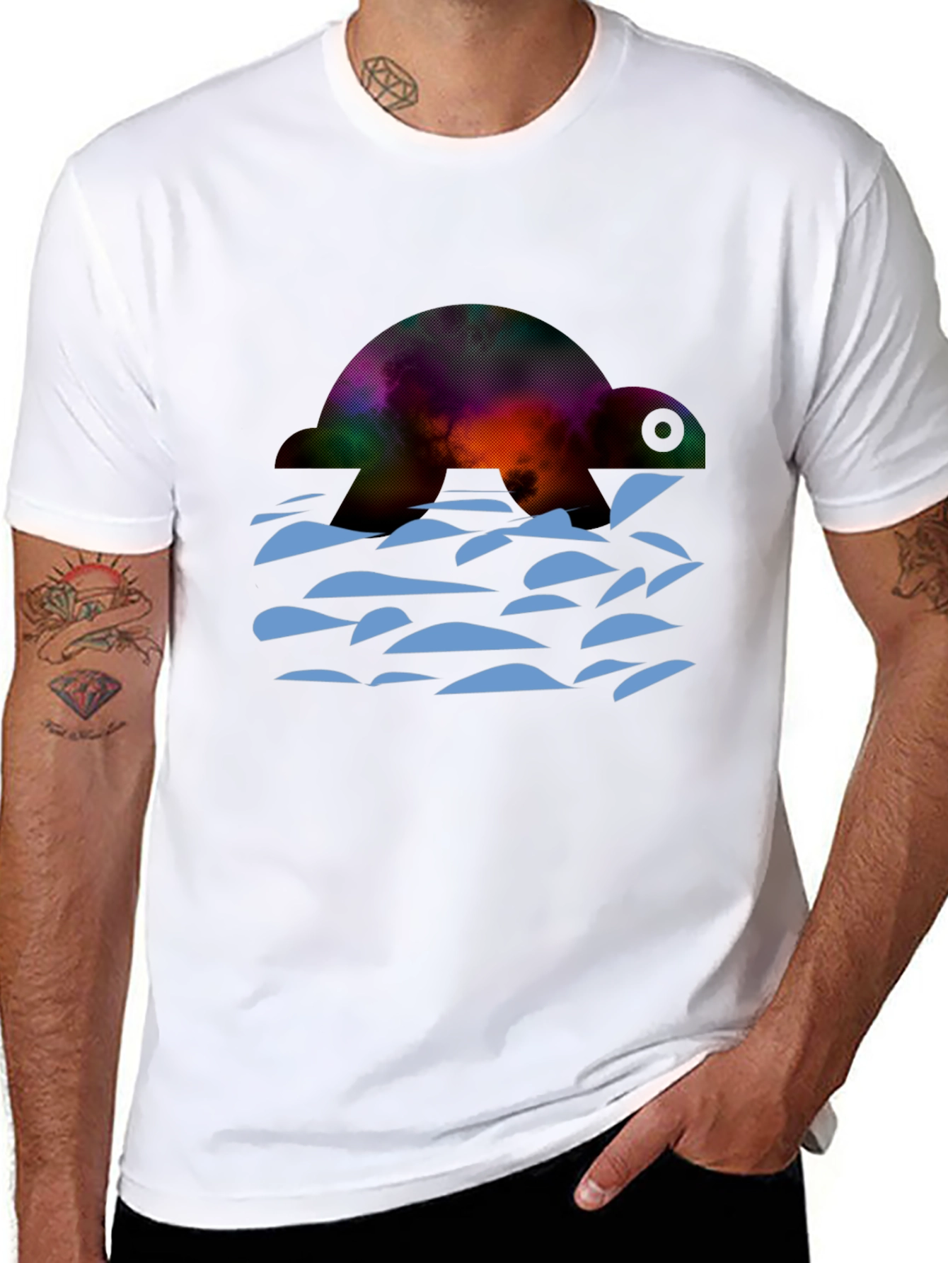 Turtle Galaxy Graphic Tee - Black Cotton Comfort