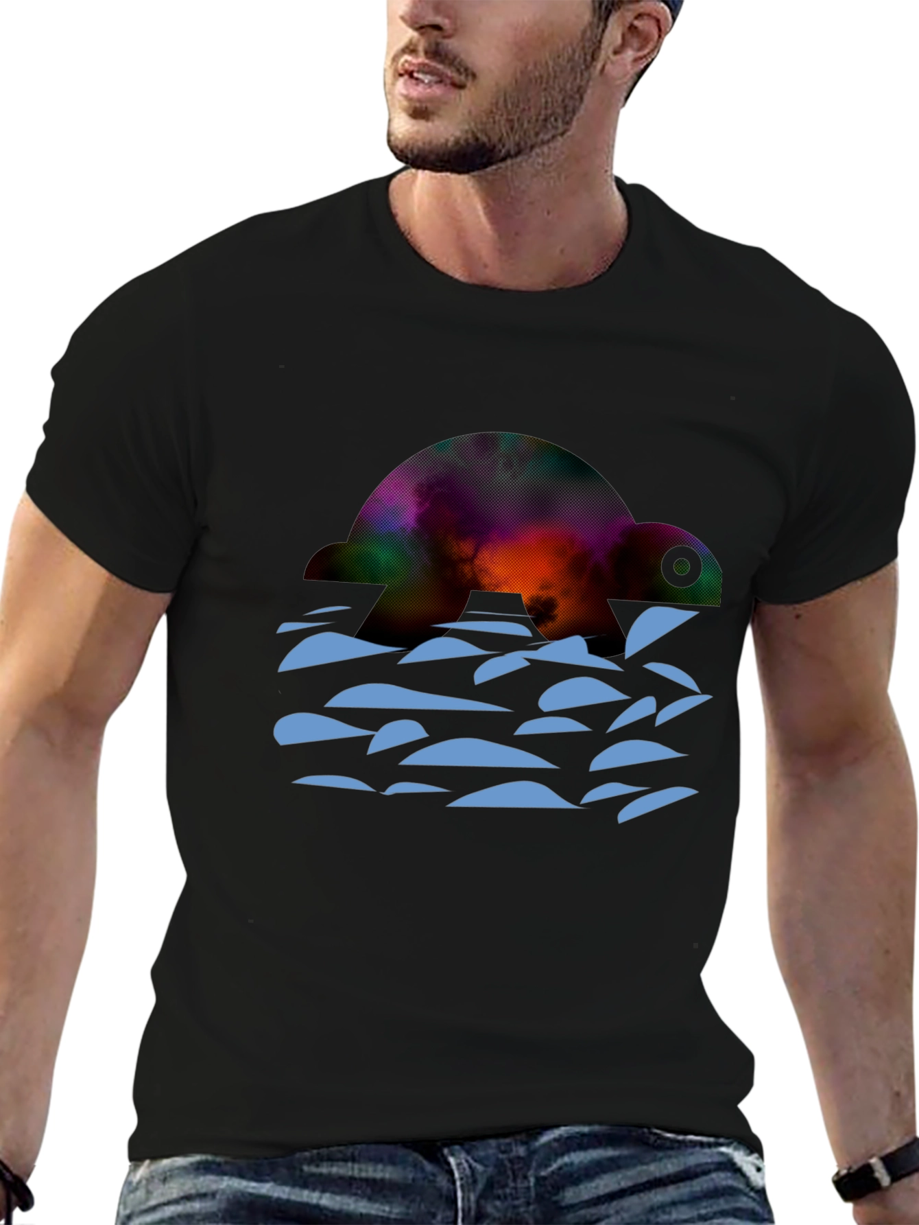 Turtle Galaxy Graphic Tee - Black Cotton Comfort