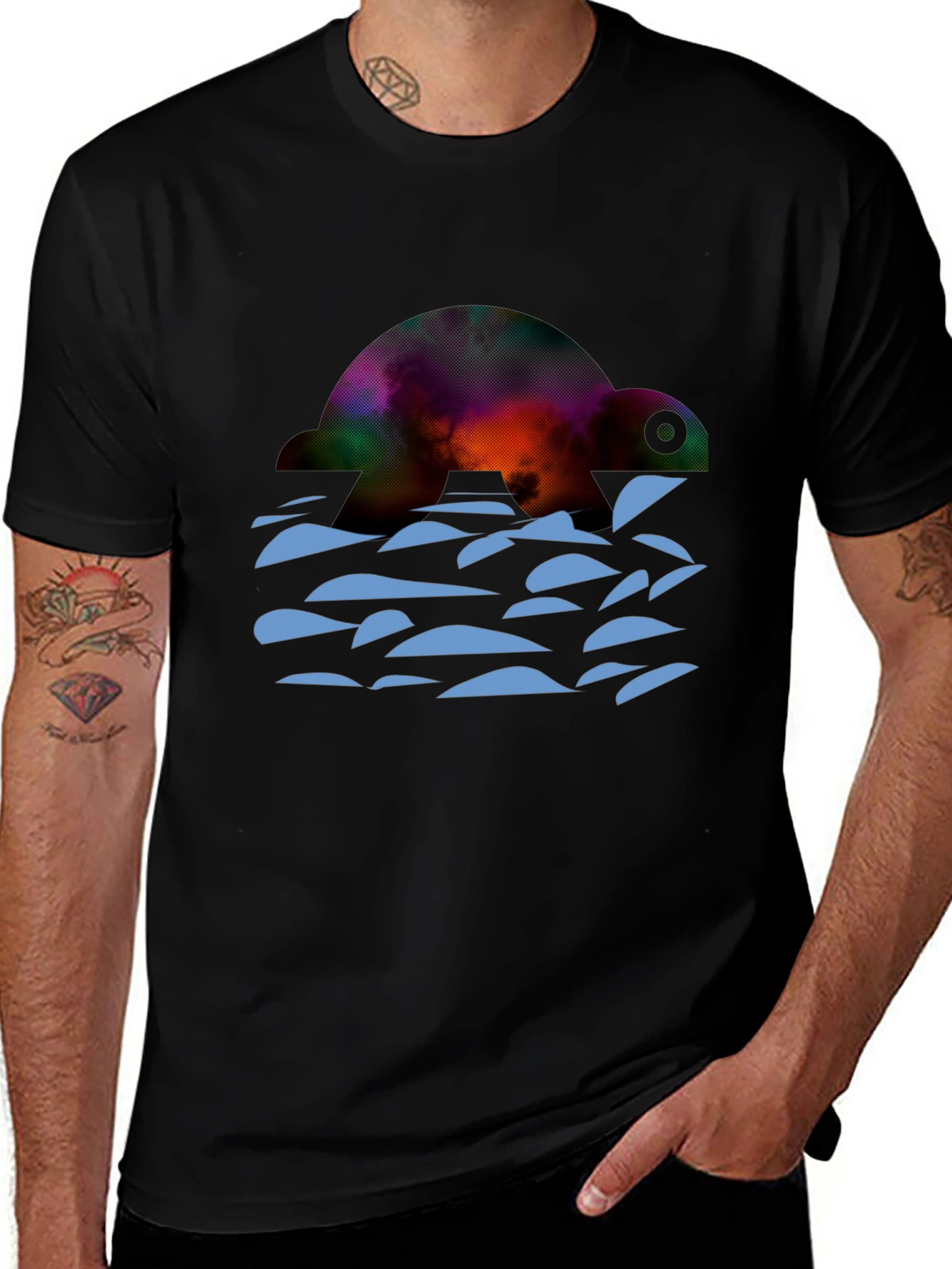 Turtle Galaxy Graphic Tee - Black Cotton Comfort
