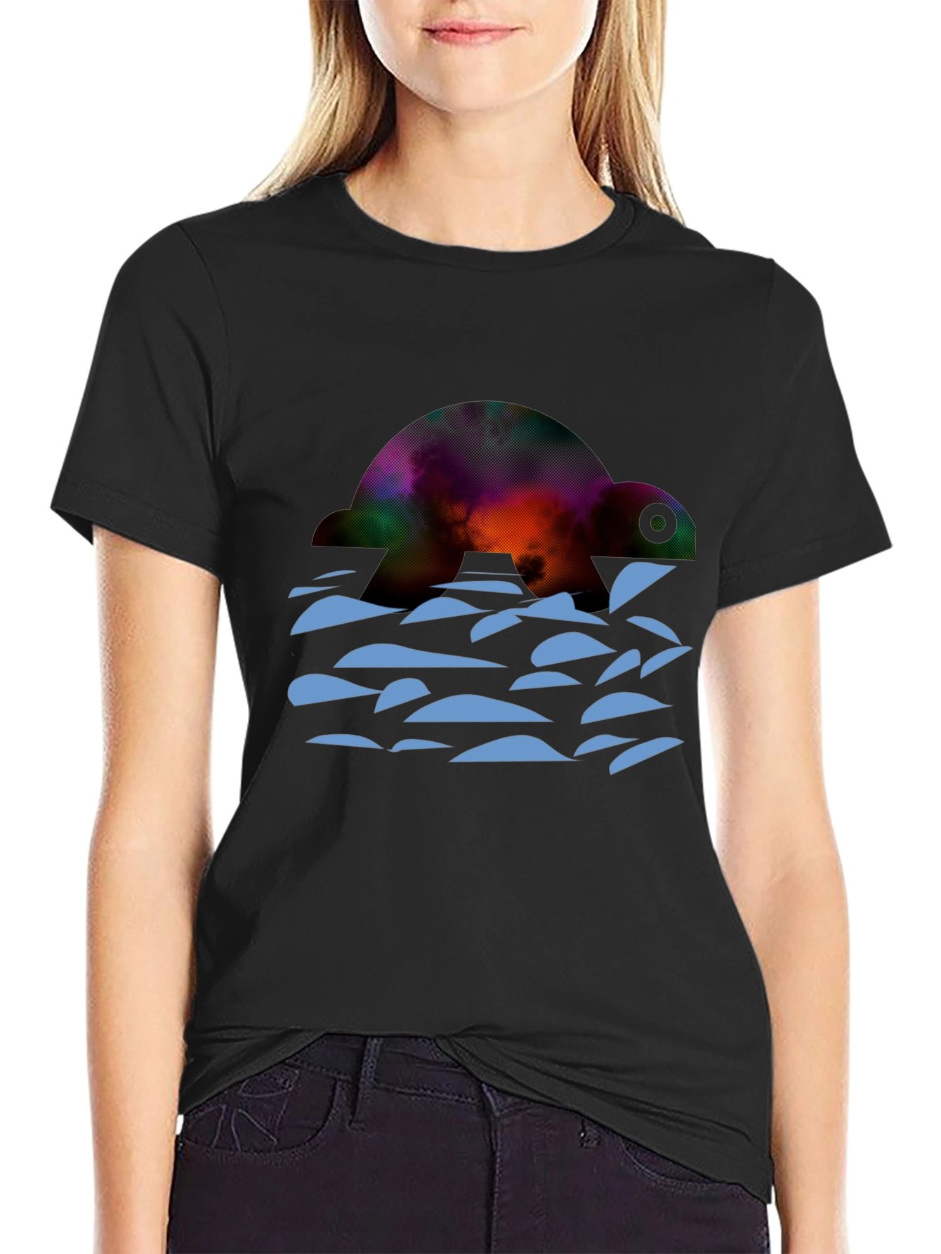 Turtle Galaxy Graphic Tee - Black Cotton Comfort