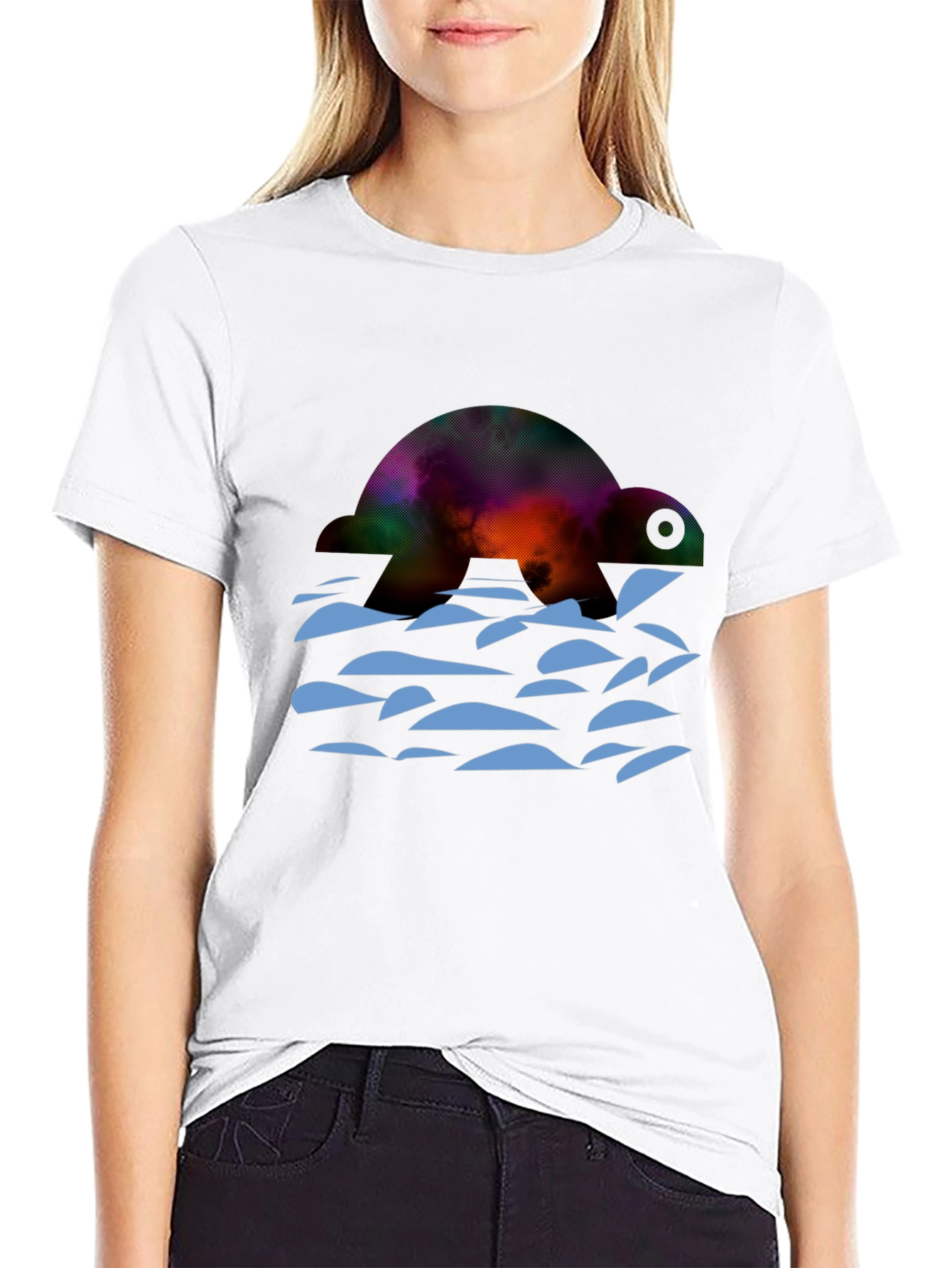 Turtle Galaxy Graphic Tee - Black Cotton Comfort