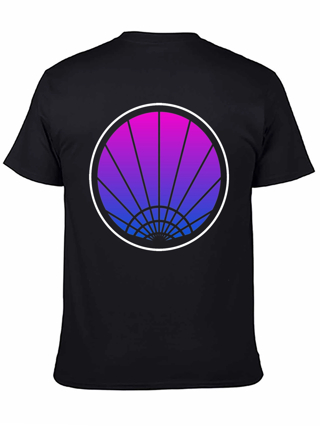 Retro Sunrise Graphic Tee - Black Cotton T-Shirt