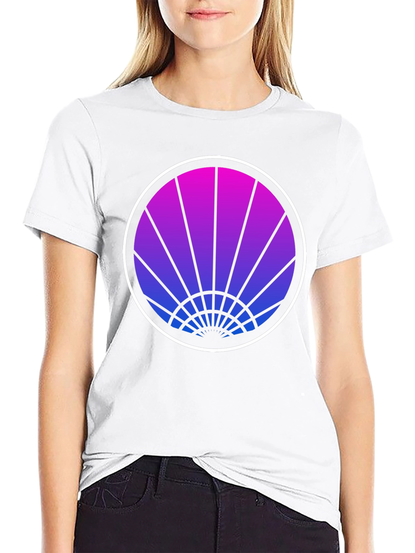 Retro Sunrise Graphic Tee - Black Cotton T-Shirt
