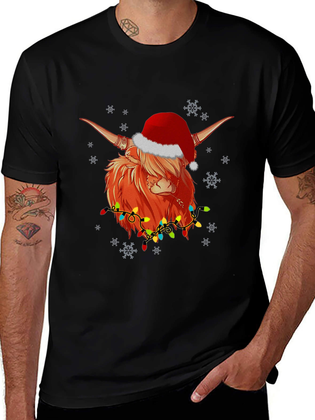Festive Highland Cow Christmas T-Shirt