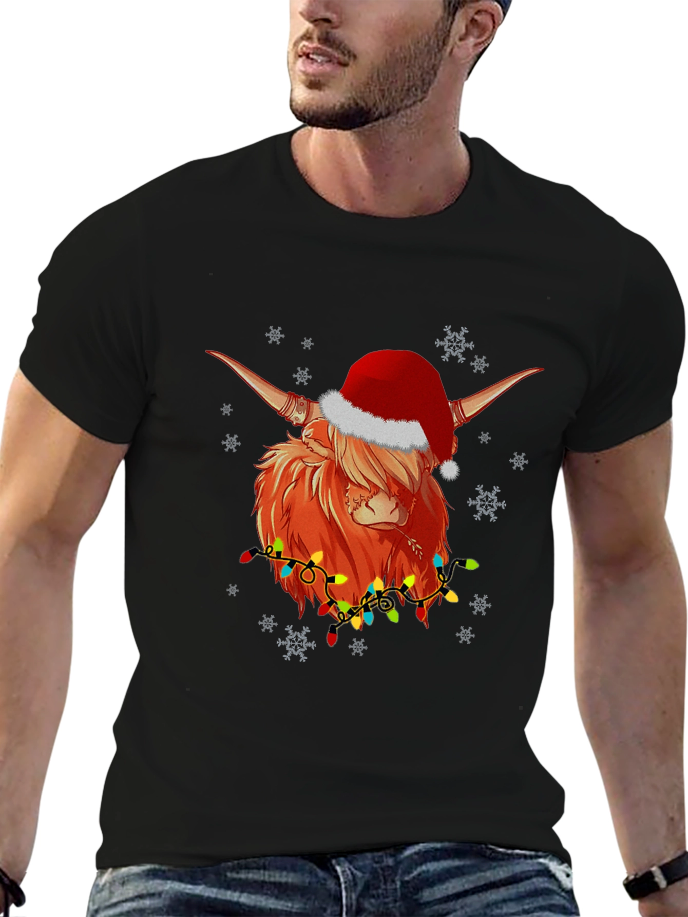 Festive Highland Cow Christmas T-Shirt