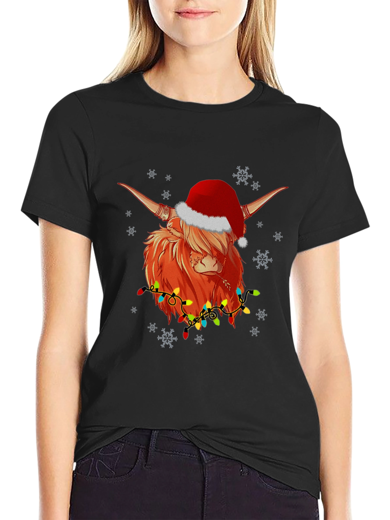 Festive Highland Cow Christmas T-Shirt
