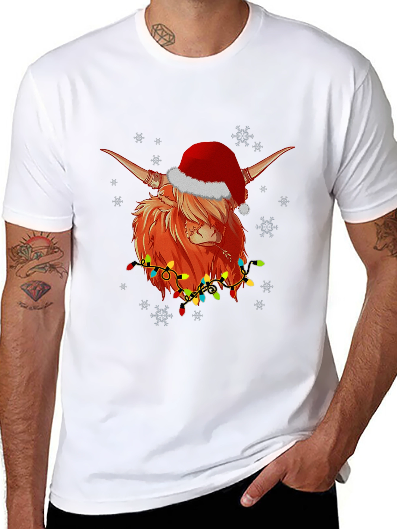 Festive Highland Cow Christmas T-Shirt