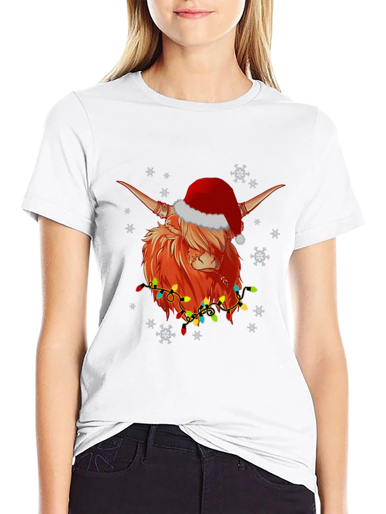 Festive Highland Cow Christmas T-Shirt