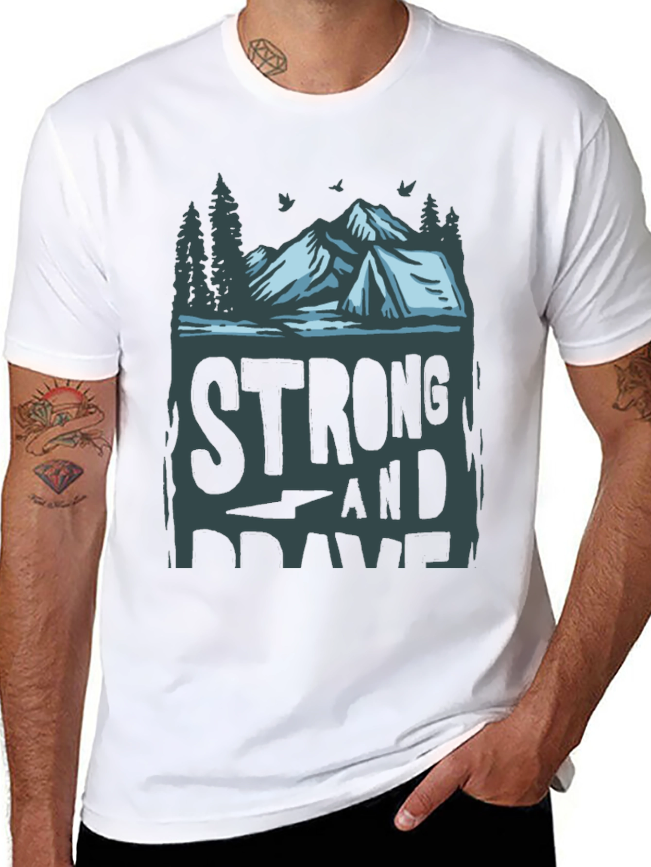 Strong & Brave Mountain Graphic Tee