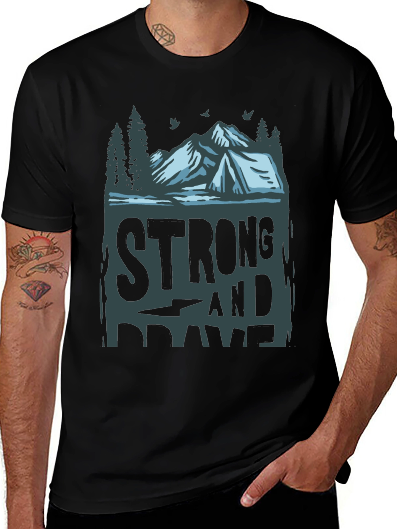Strong & Brave Mountain Graphic Tee