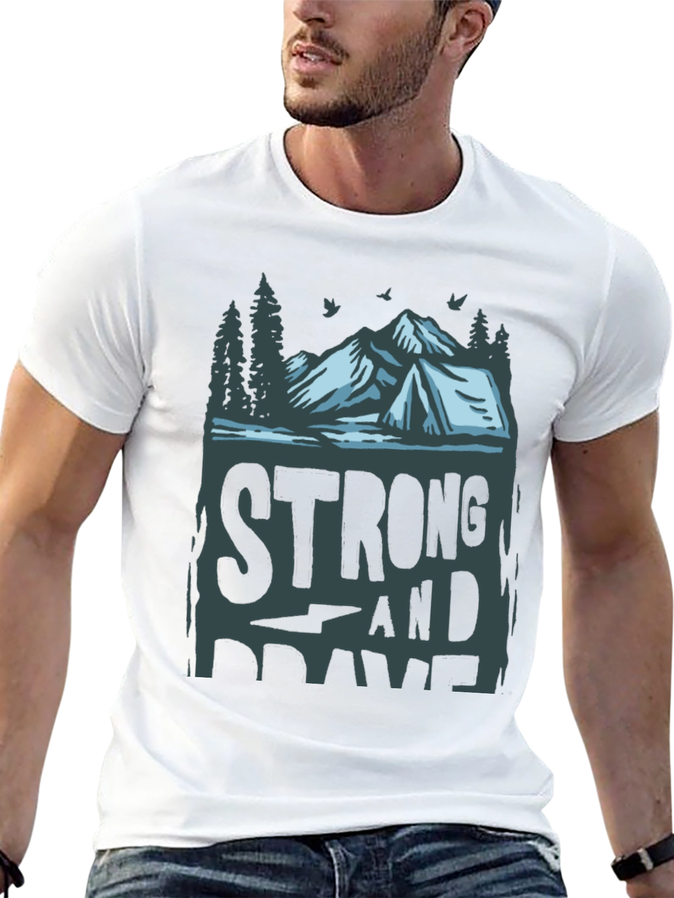 Strong & Brave Mountain Graphic Tee