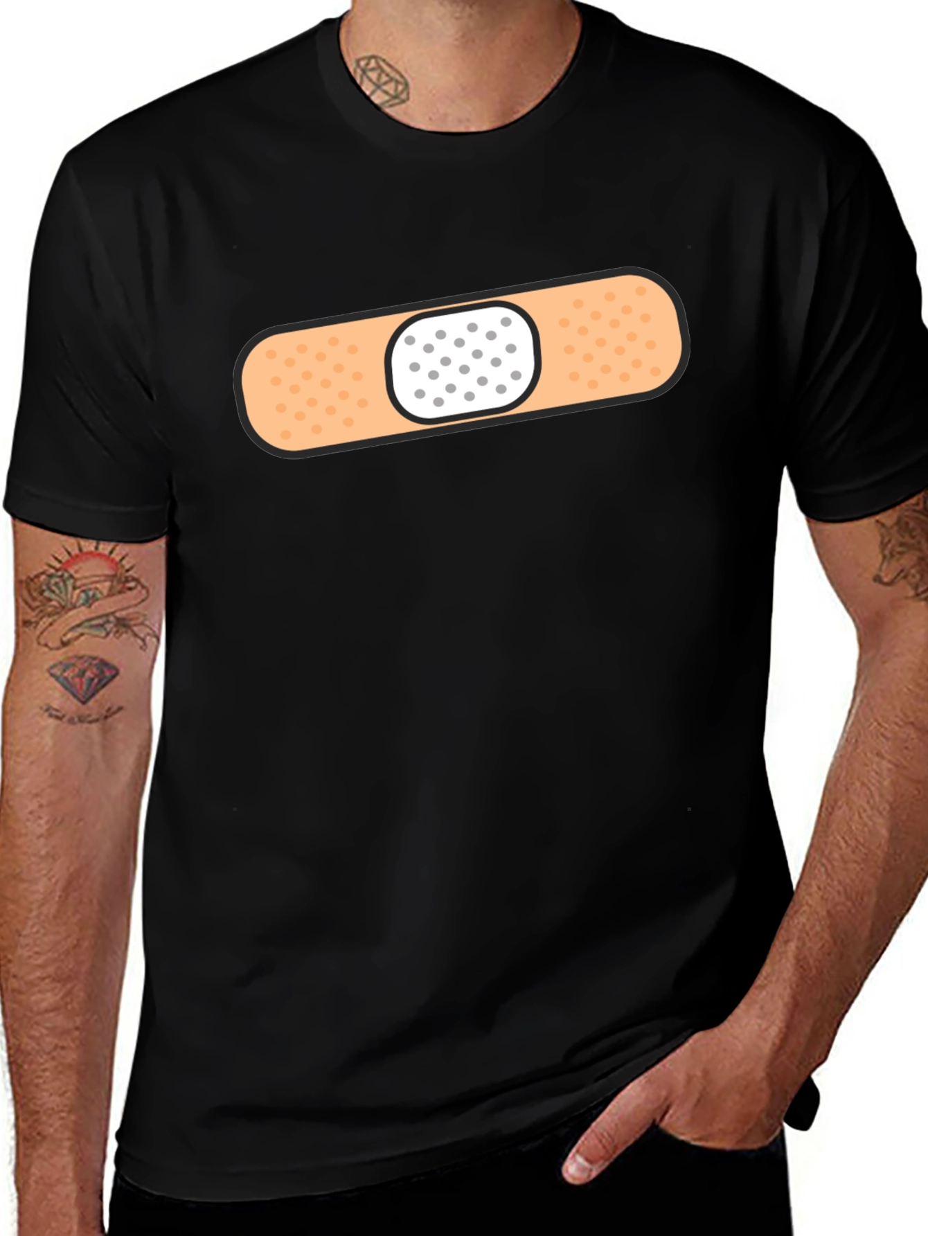 Funny Band-Aid Graphic T-Shirt