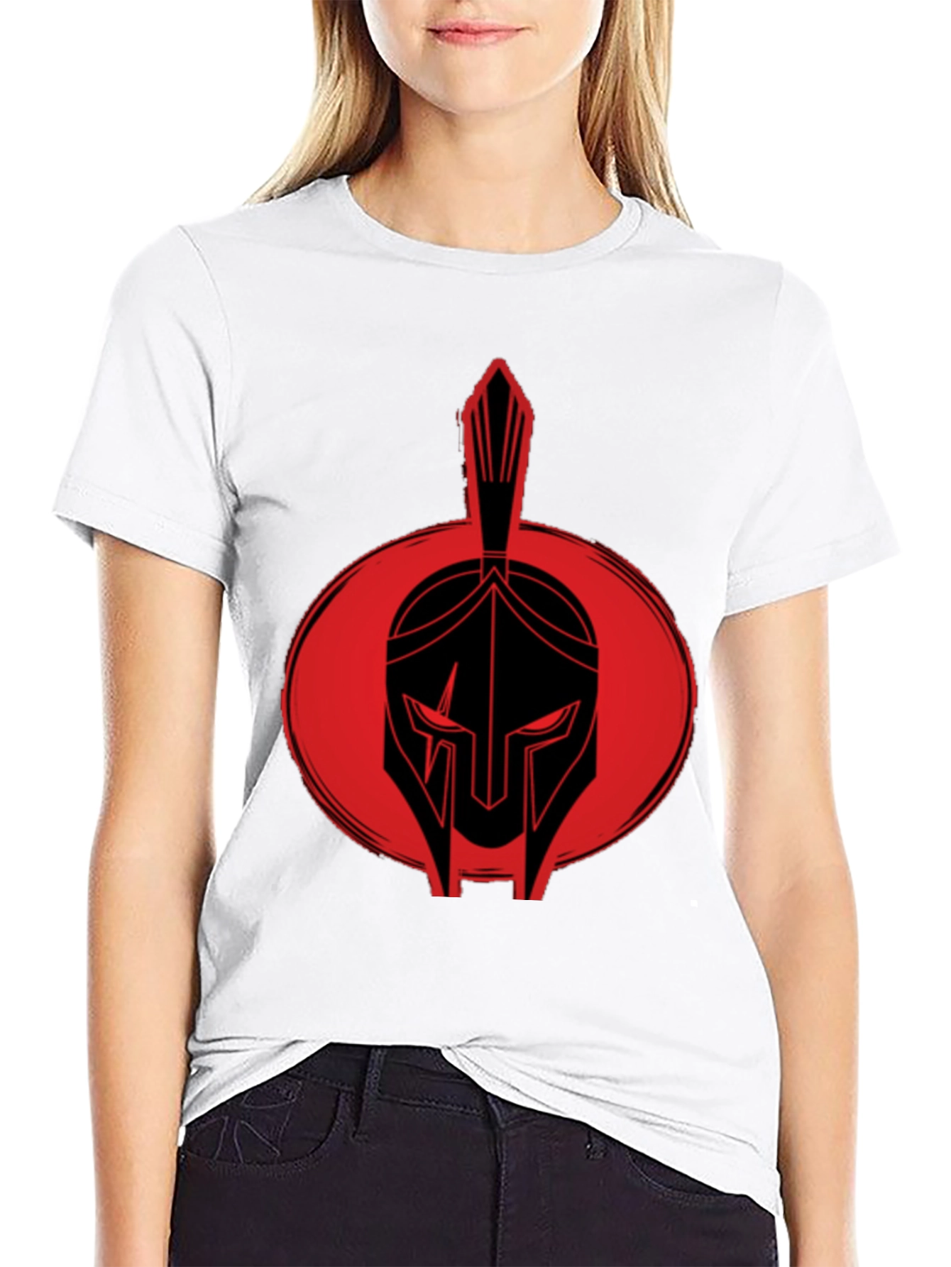 Spartan Helmet Graphic Tee - Bold Red Design