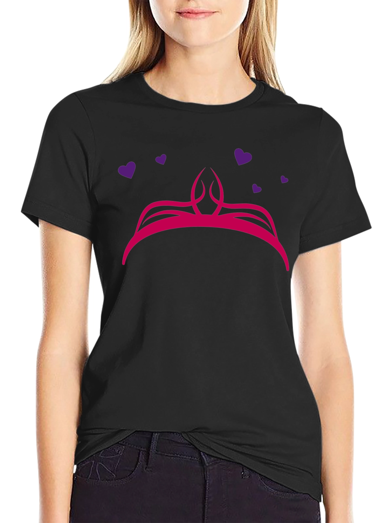 Princess Crown Graphic Black T-Shirt