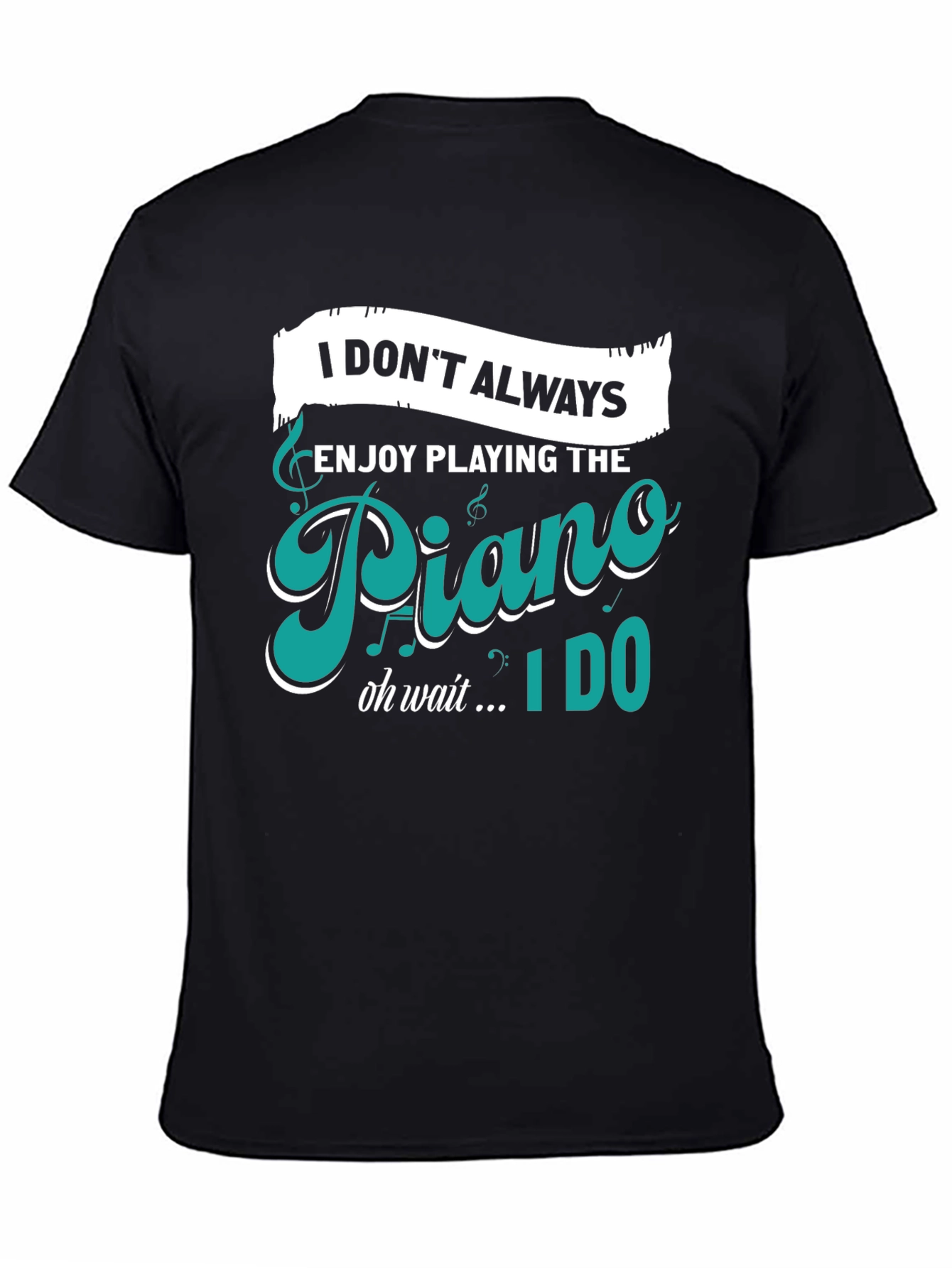 Piano Player Humor Graphic Tee - Black T-Shirt