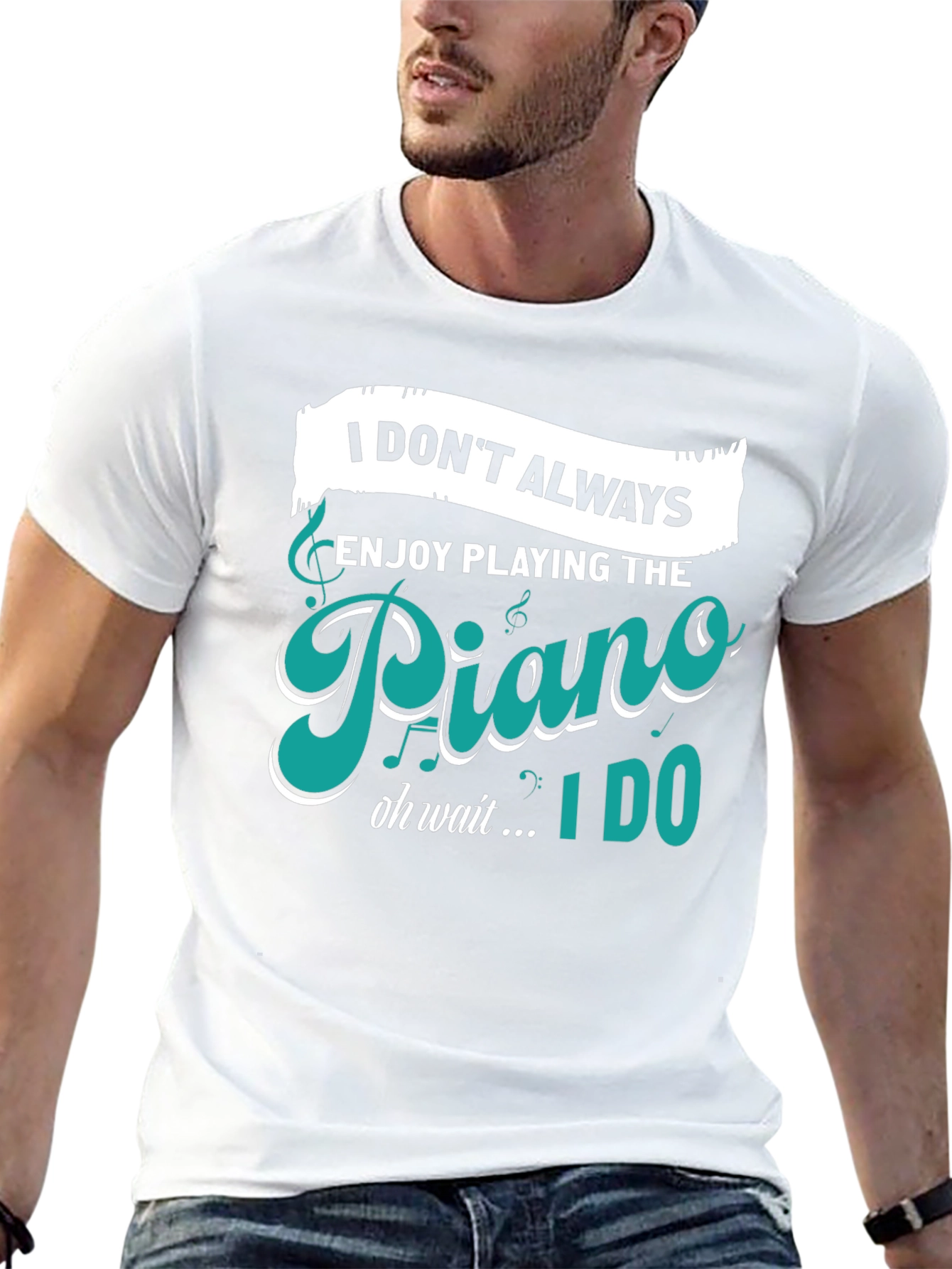 Piano Player Humor Graphic Tee - Black T-Shirt