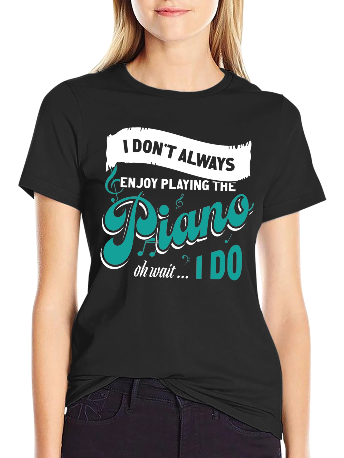 Piano Player Humor Graphic Tee - Black T-Shirt