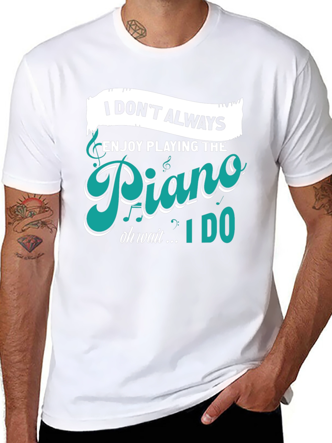 Piano Player Humor Graphic Tee - Black T-Shirt