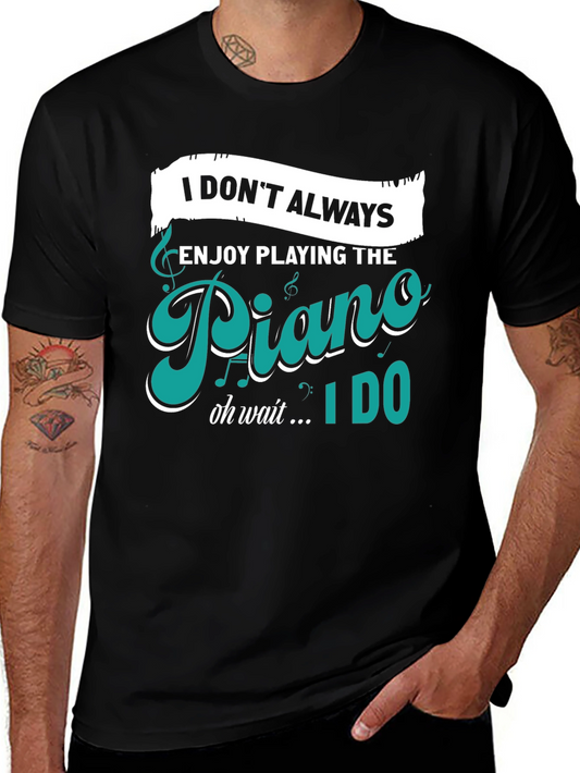 Piano Player Humor Graphic Tee - Black T-Shirt