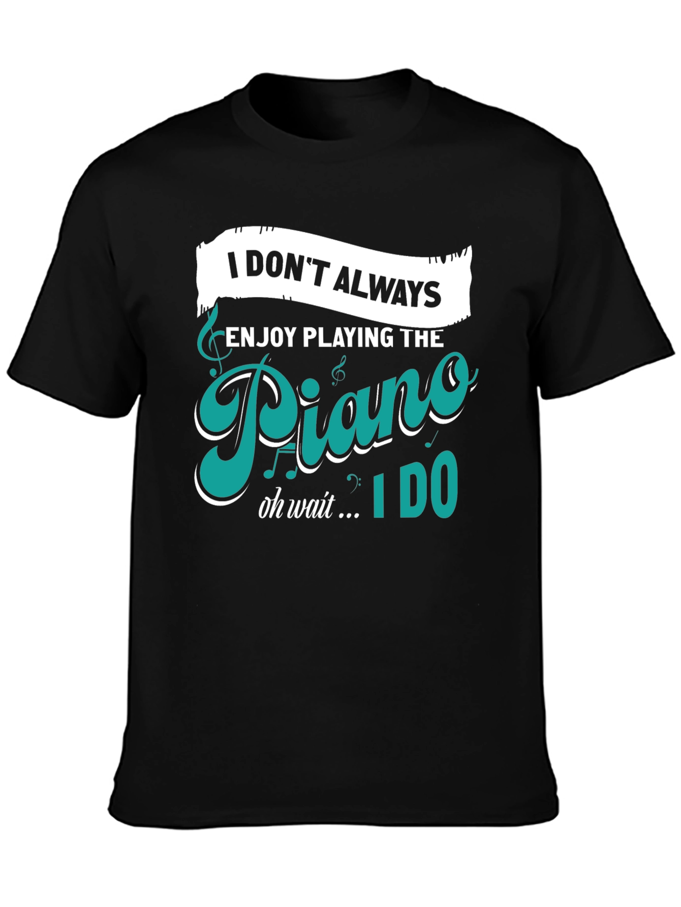 Piano Player Humor Graphic Tee - Black T-Shirt