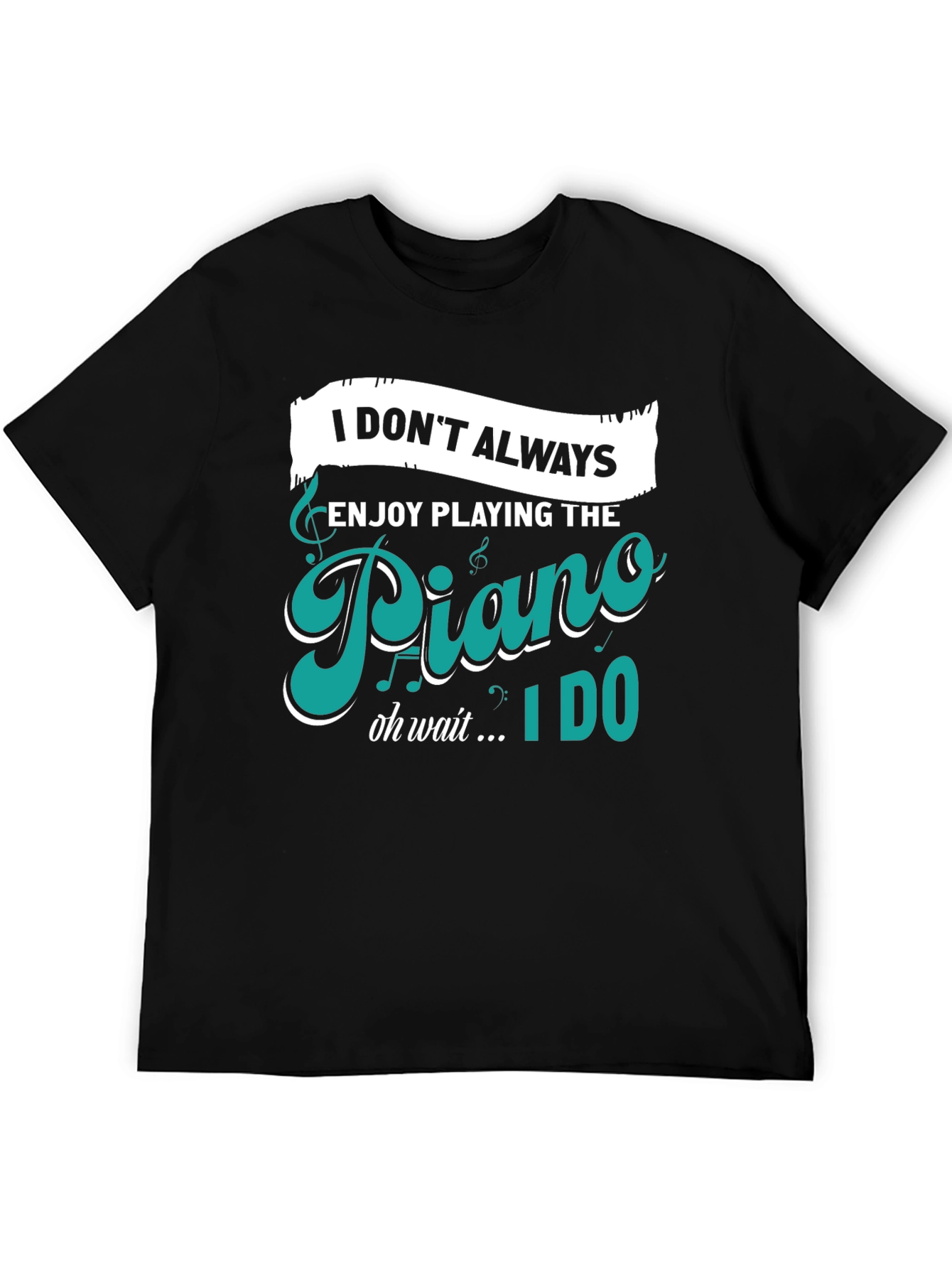 Piano Player Humor Graphic Tee - Black T-Shirt