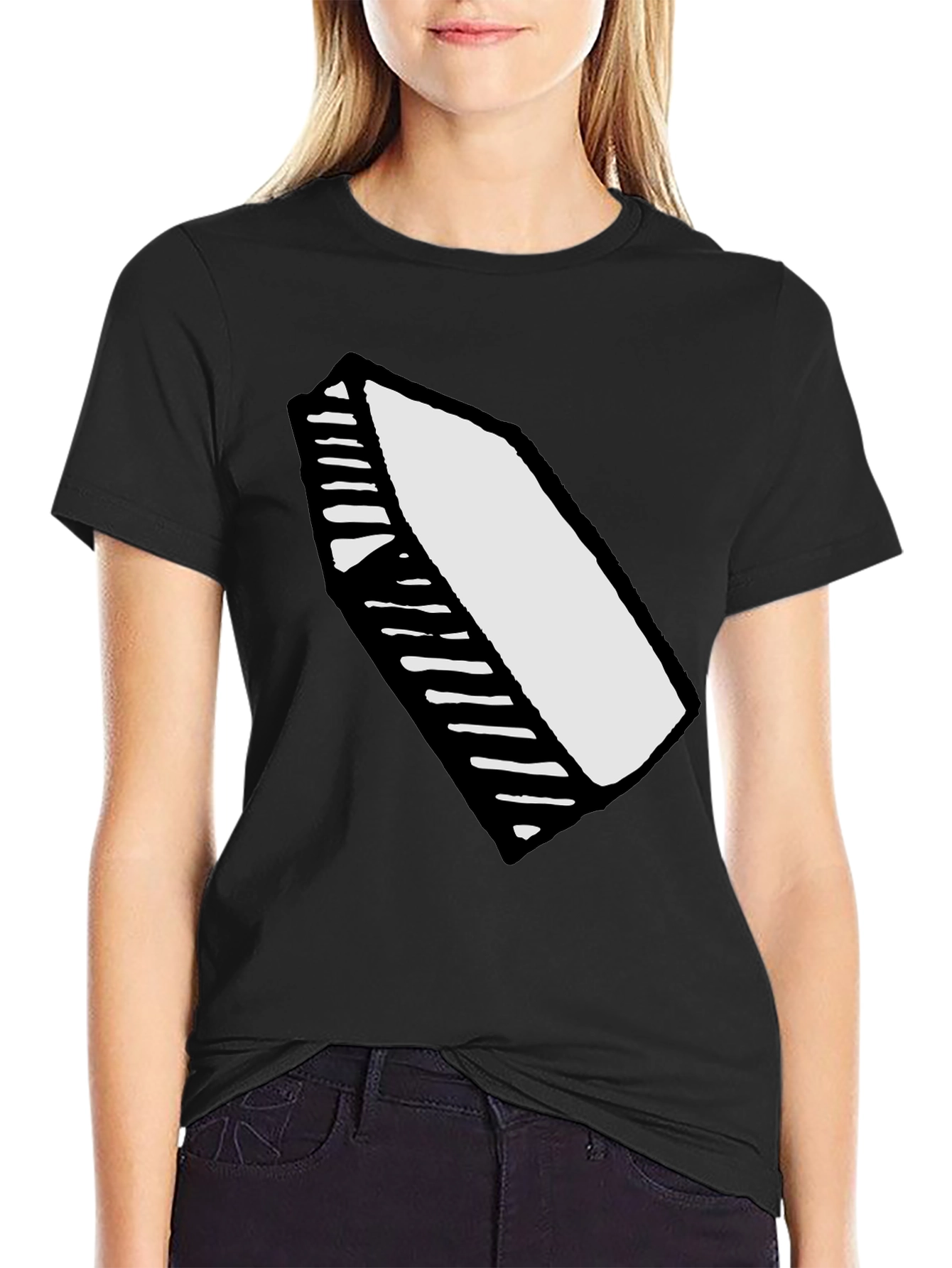 Mens Black T-Shirt with White Crayon Graphic