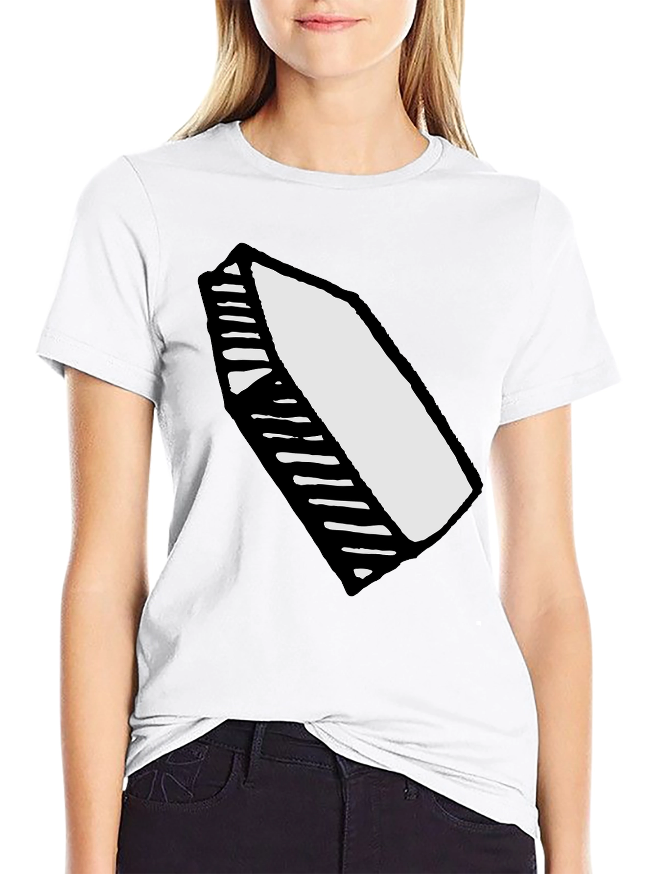 Mens Black T-Shirt with White Crayon Graphic